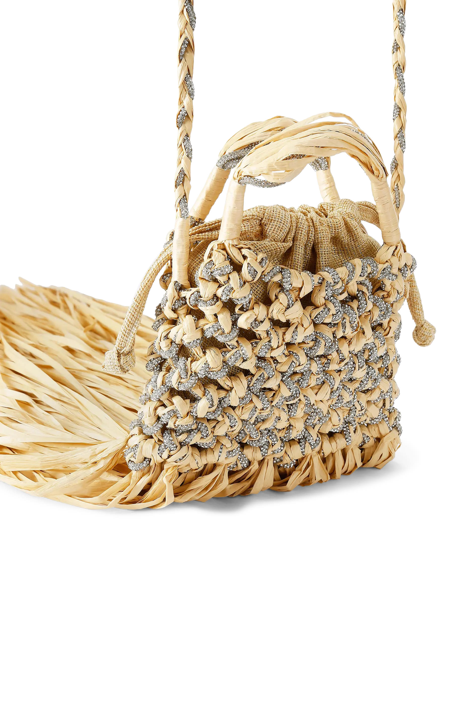 حقيبة صغيرة بكريستال ومكرمية