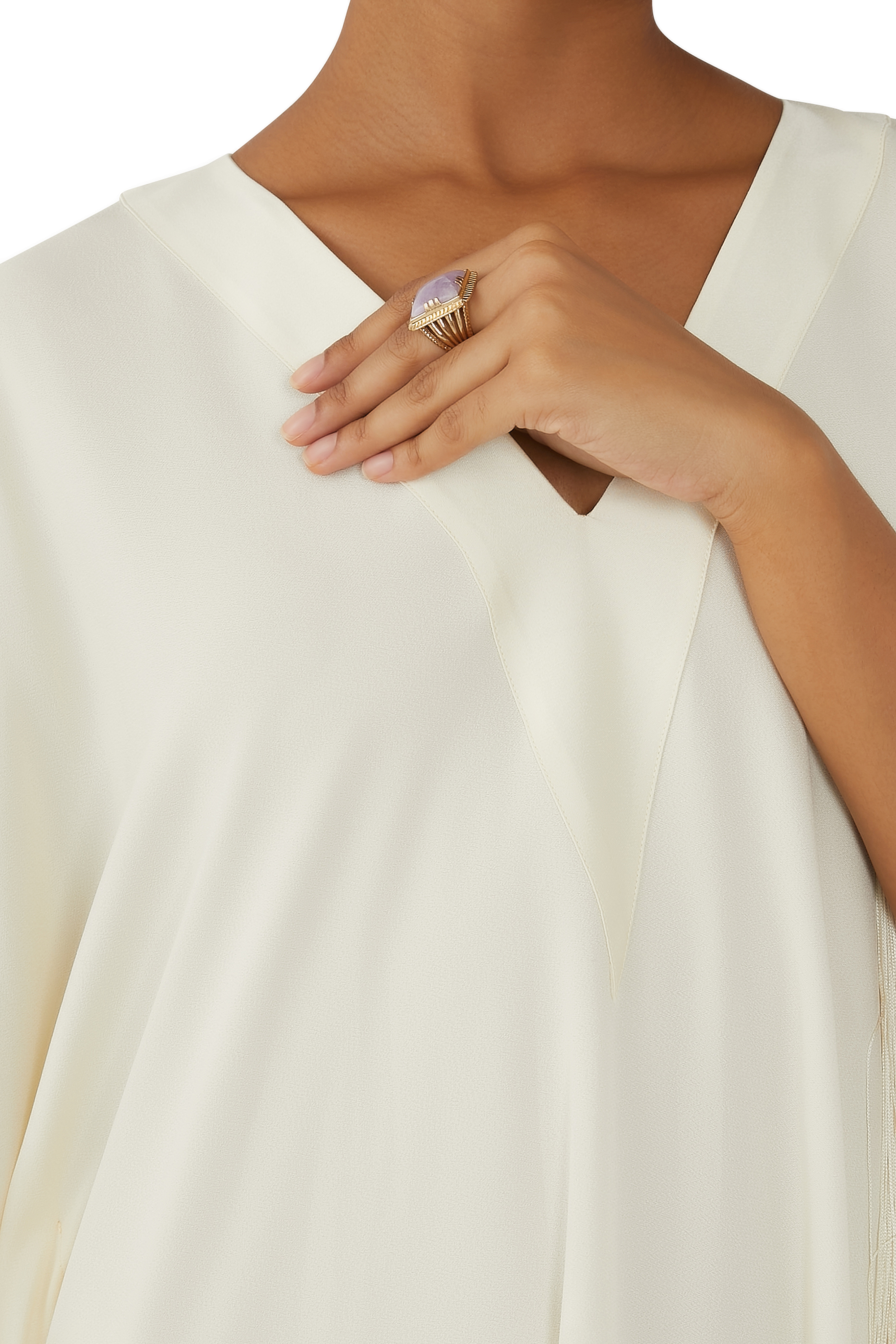 خاتم آرتي شوفاليير مرصع بالجمشت نحاس مطلي بذهب عيار 24