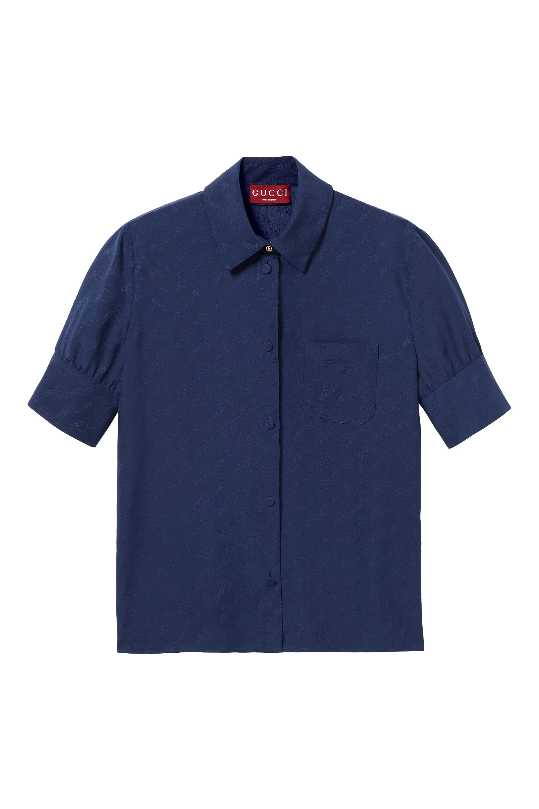 قميص بنقشة شعار الماركة وسلسلة حرير جاكار