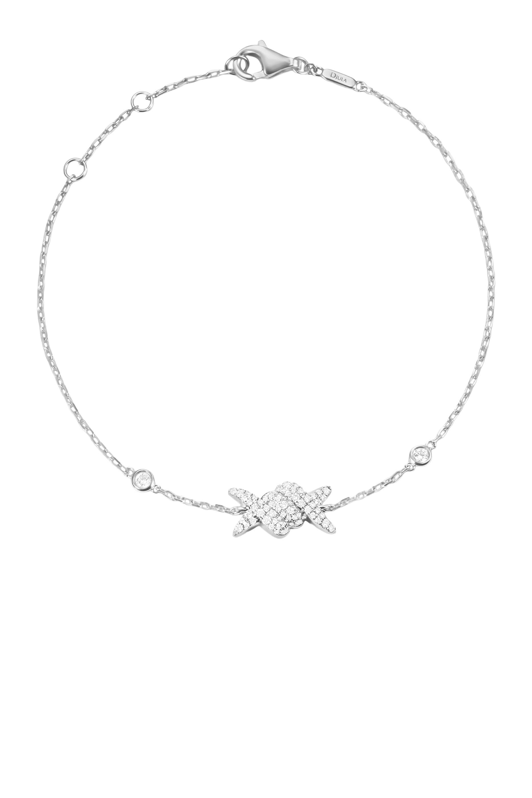 سوار باربيليه مرصع بالماس البافيه، ذهب أبيض عيار 18