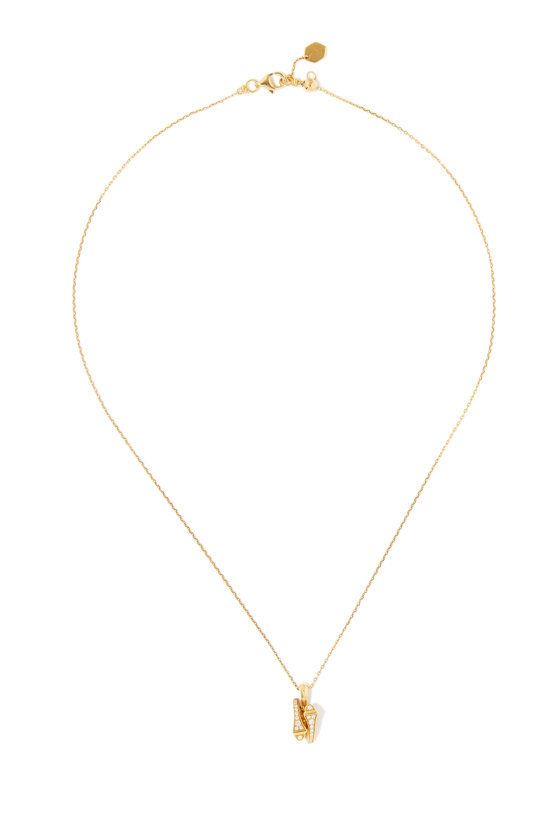 قلادة كلو بدلاية هاجي مرصعة بالماس بالكامل ذهب أصفر عيار 18