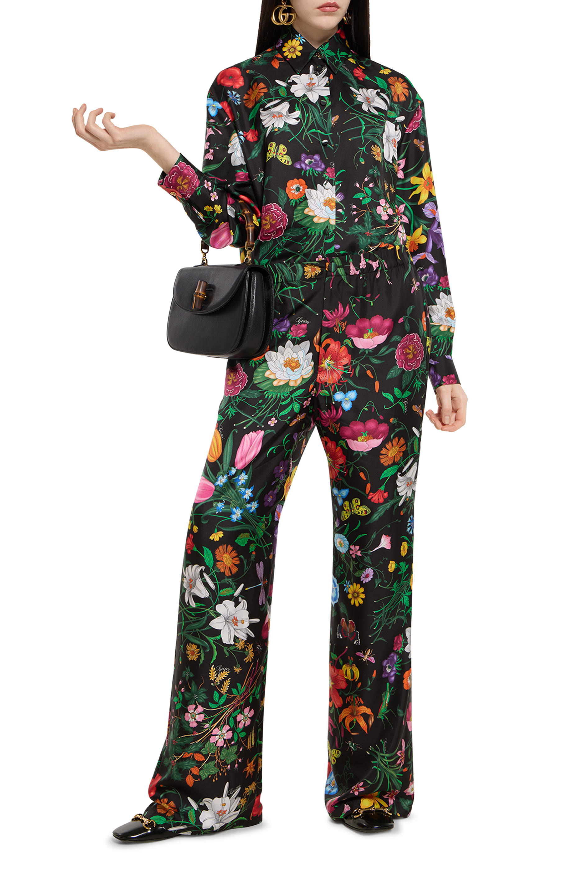 قميص مزين كليا بنقشة زهور حرير تويل