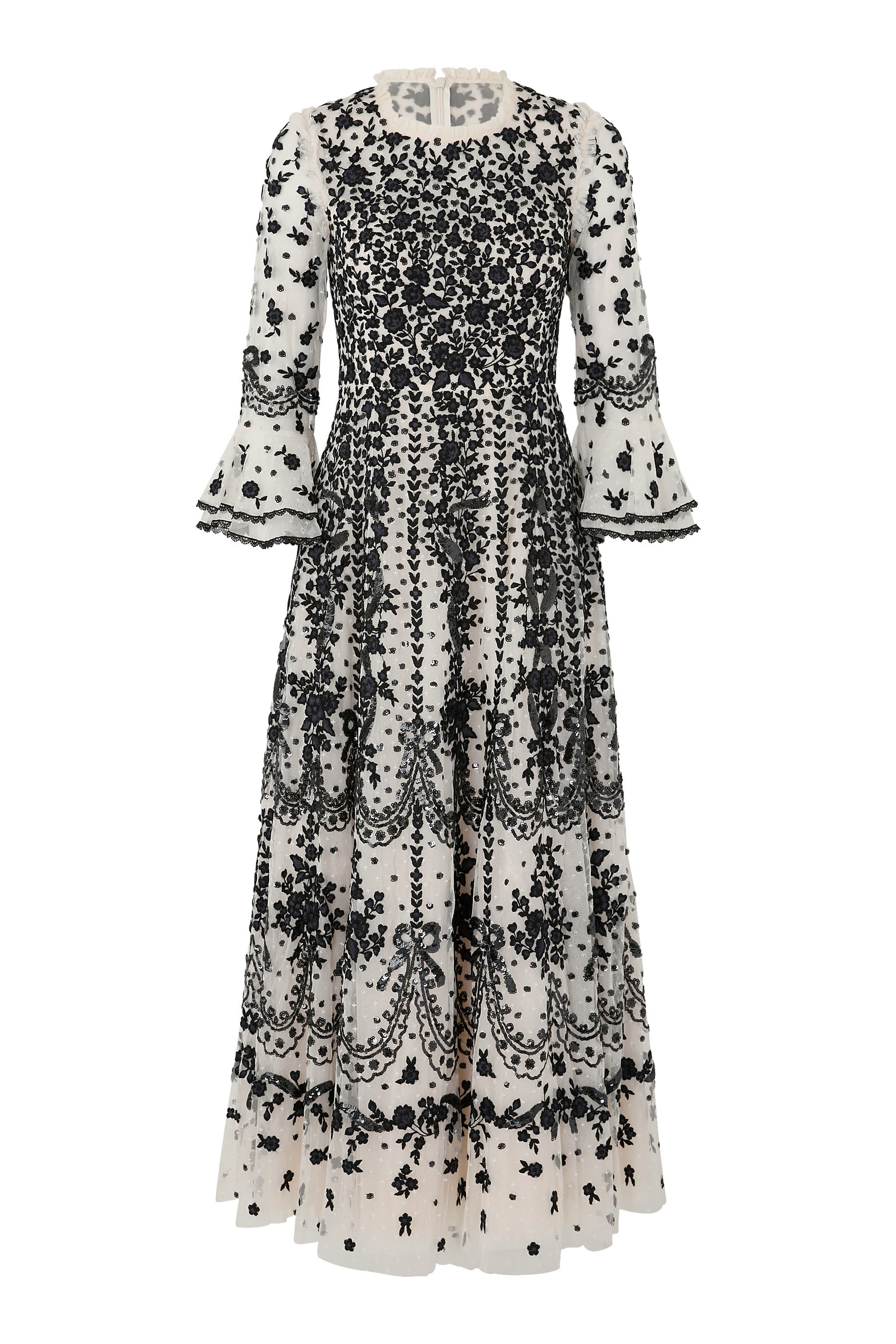 فستان سهرة أديلين بطول الكاحل وبياقة مستديرة