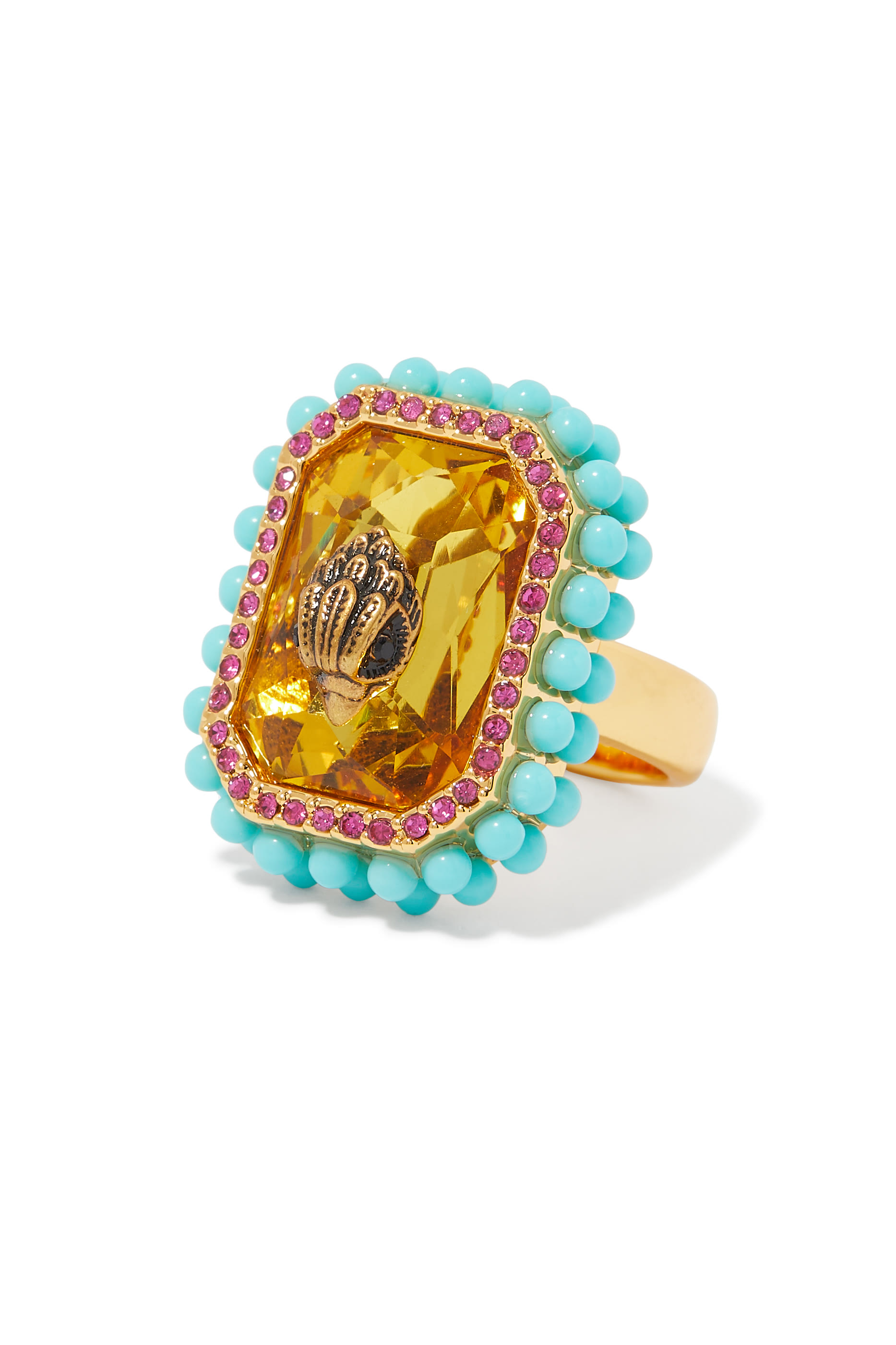 خاتم كوكتيل بتصميم الزمرد