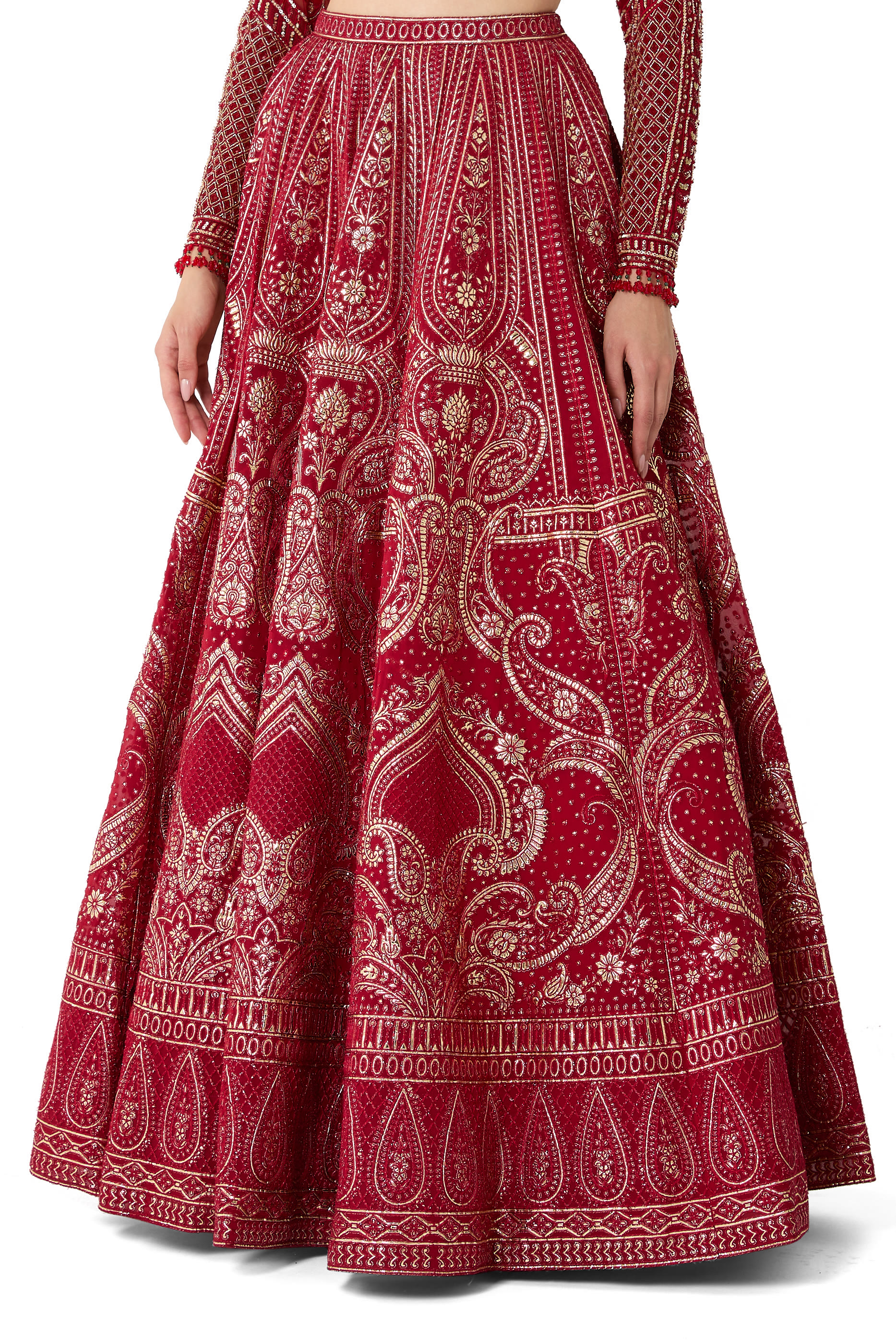 طقم ليهنغا كروم مع بلوزة مرصعة بالكريستال والترتر