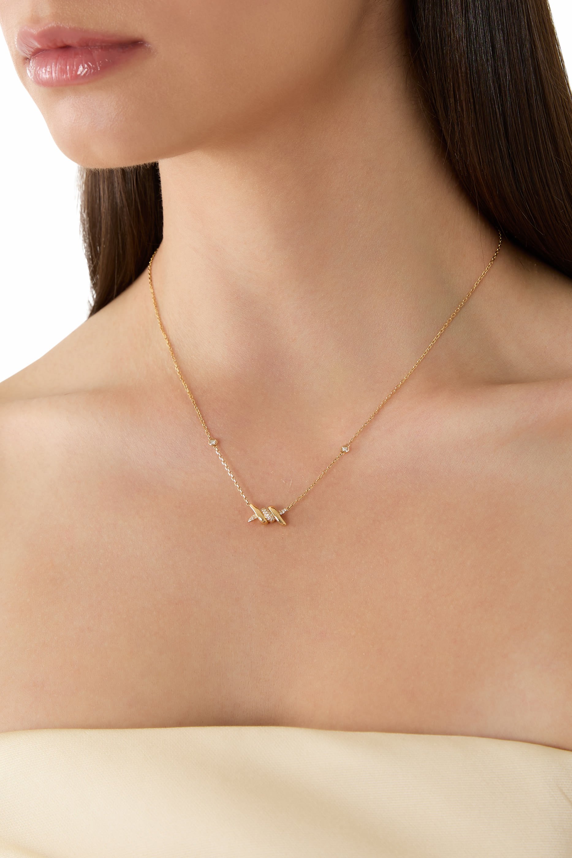 قلادة باربيليه مرصعة بالماس، ذهب أصفر عيار 18