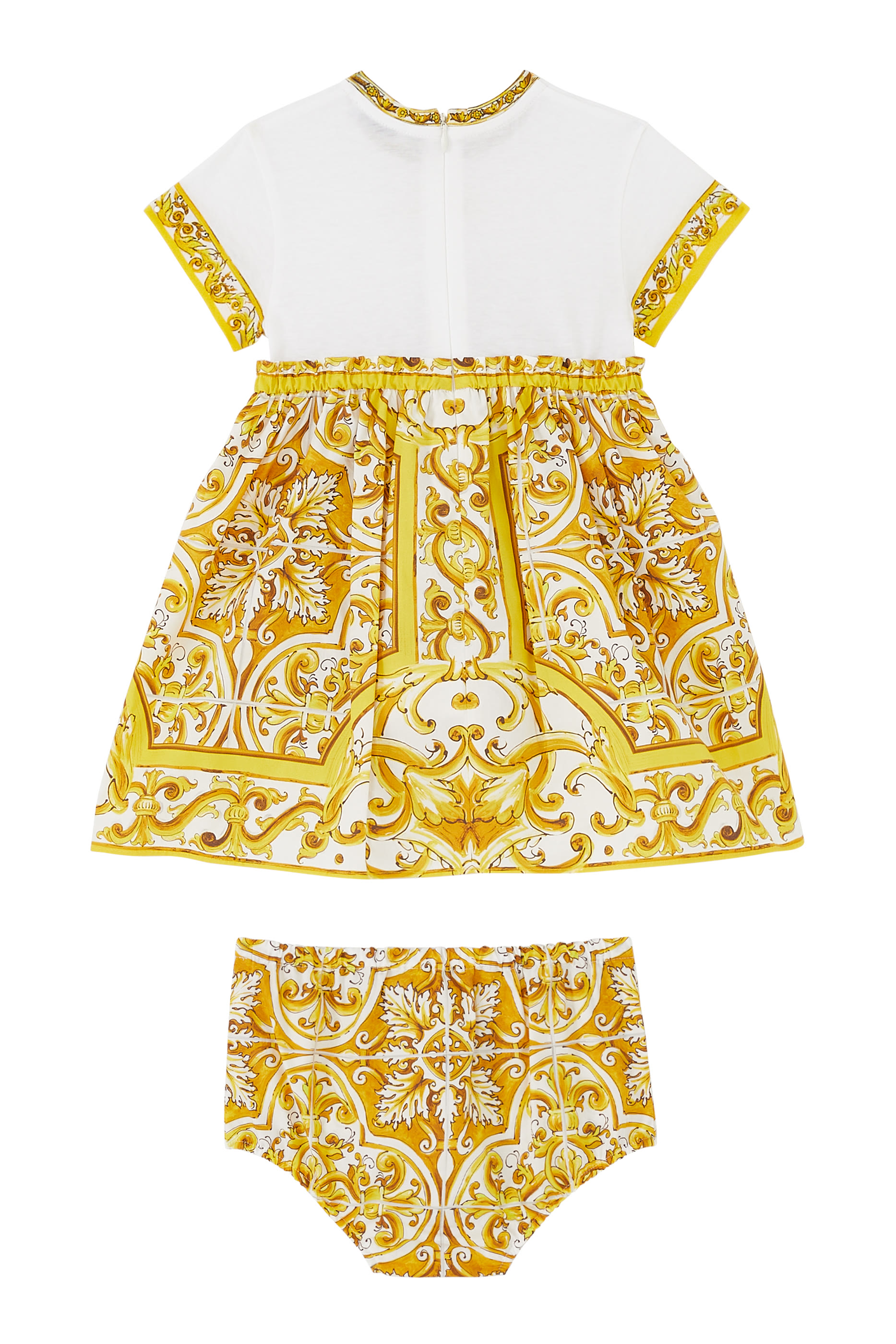 Majolica Print Poplin and Jersey Dress