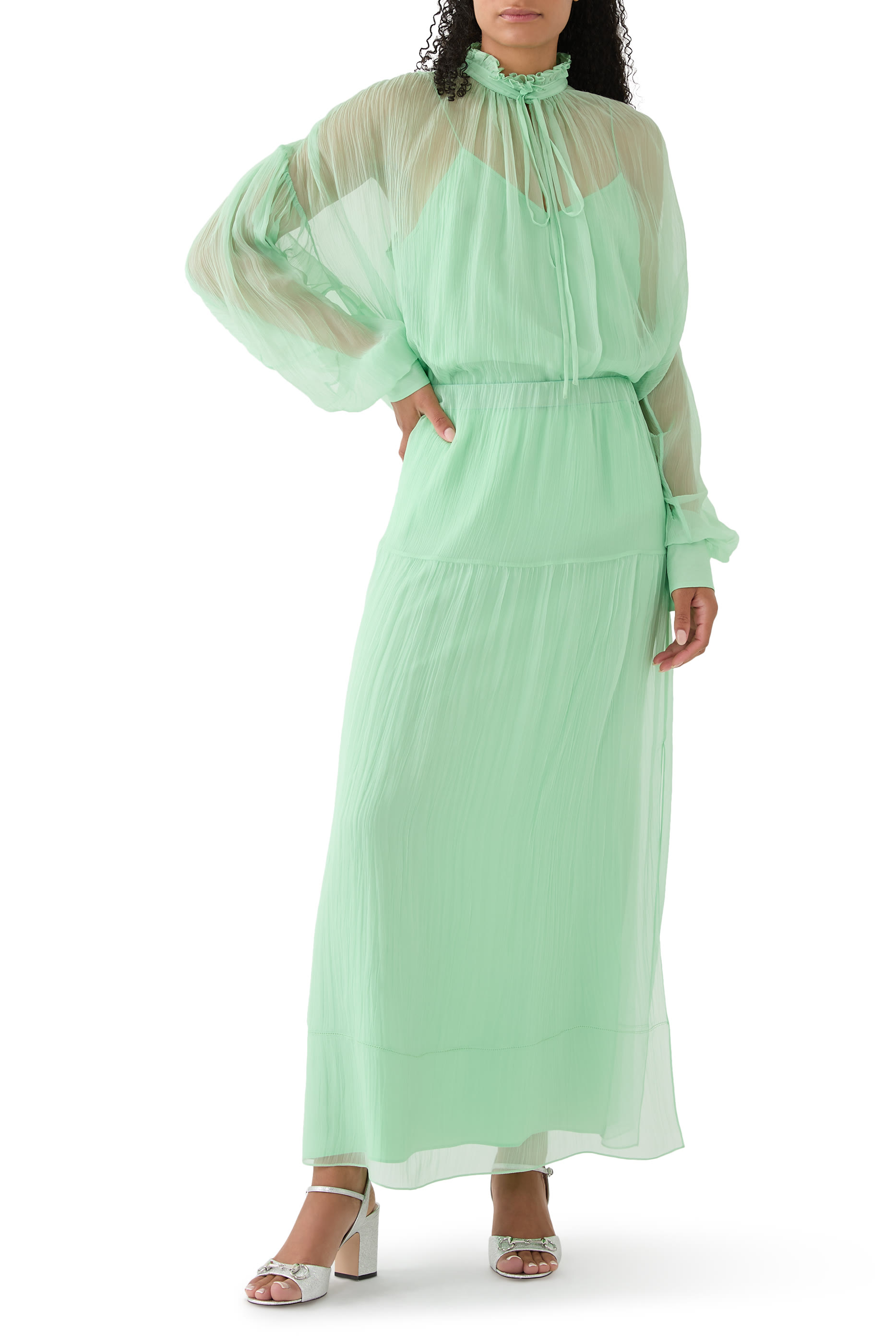 تنورة كريبون حرير شيفون