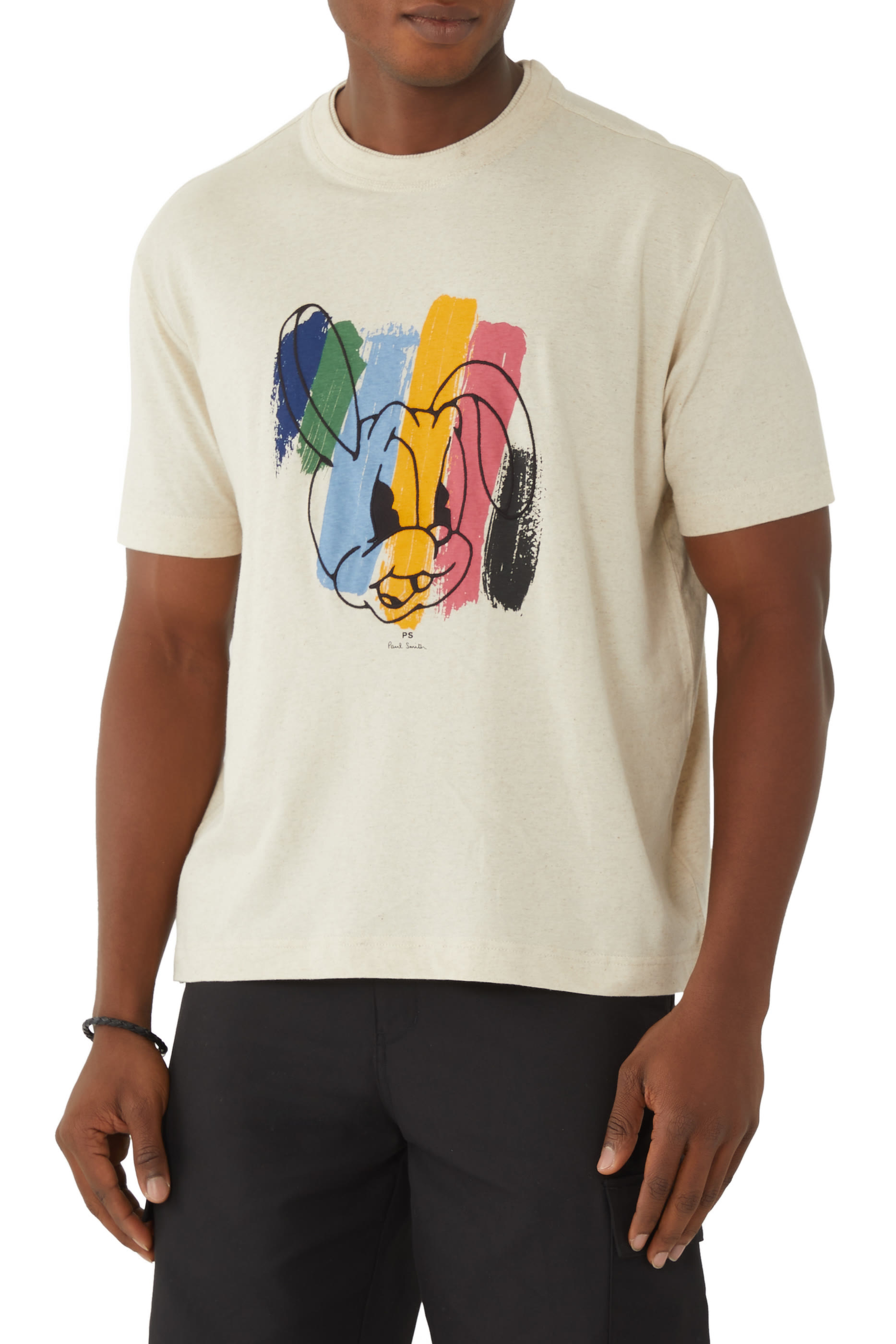 تيشيرت بطبعة أرنب مخططة