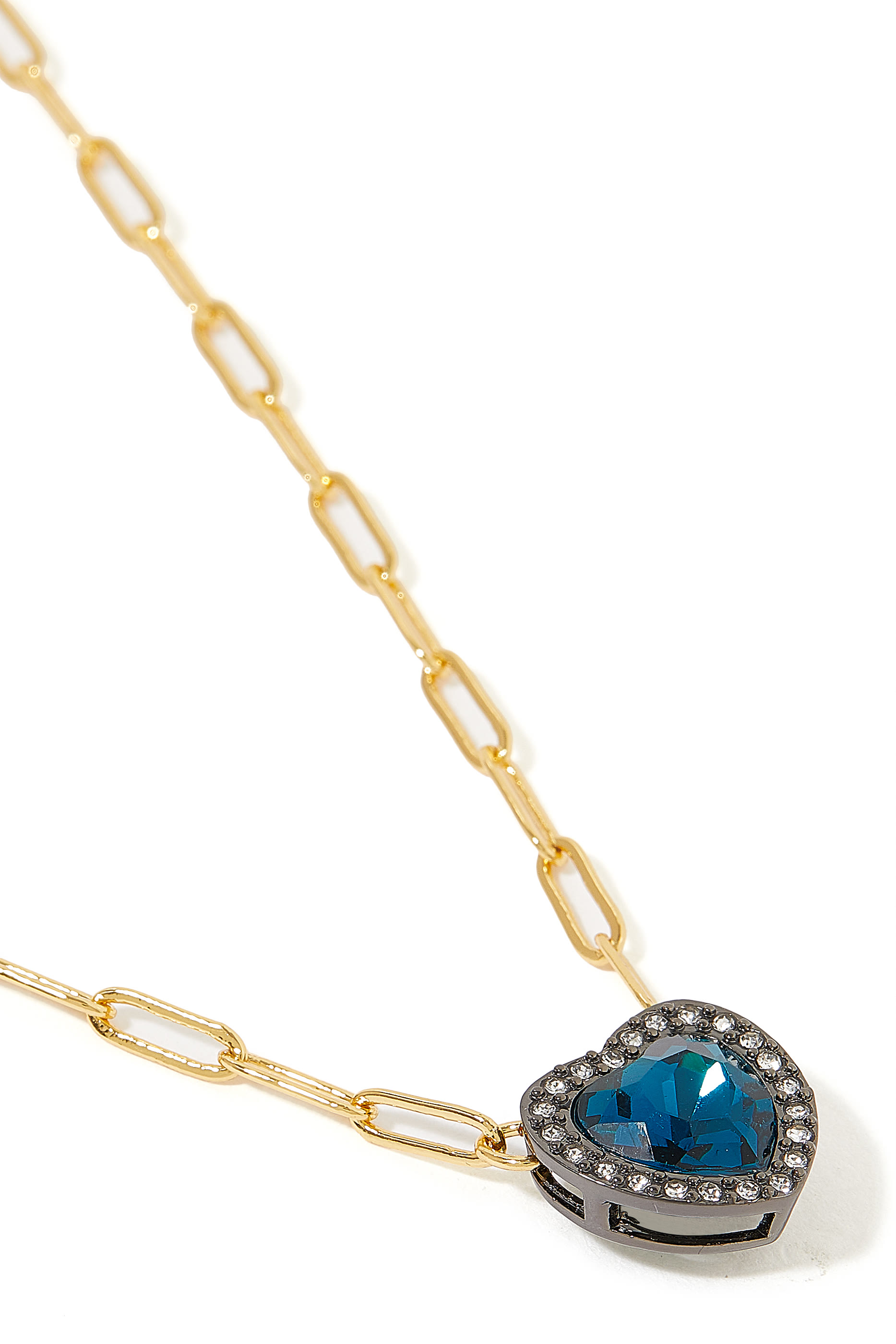 قلادة هالة بتصميم قلب مرصع بالماس معدن