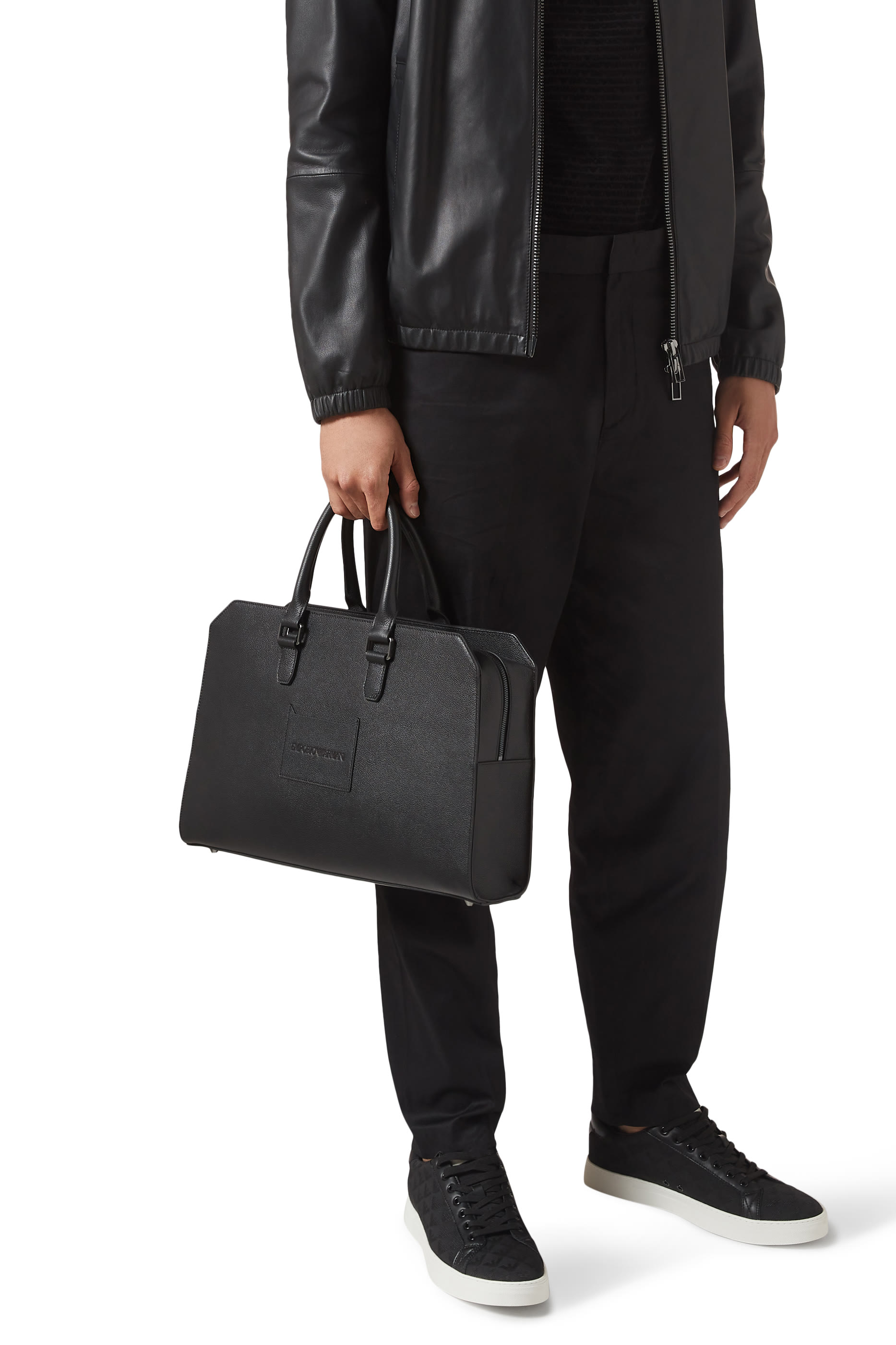 حقيبة عمل جلد مموج