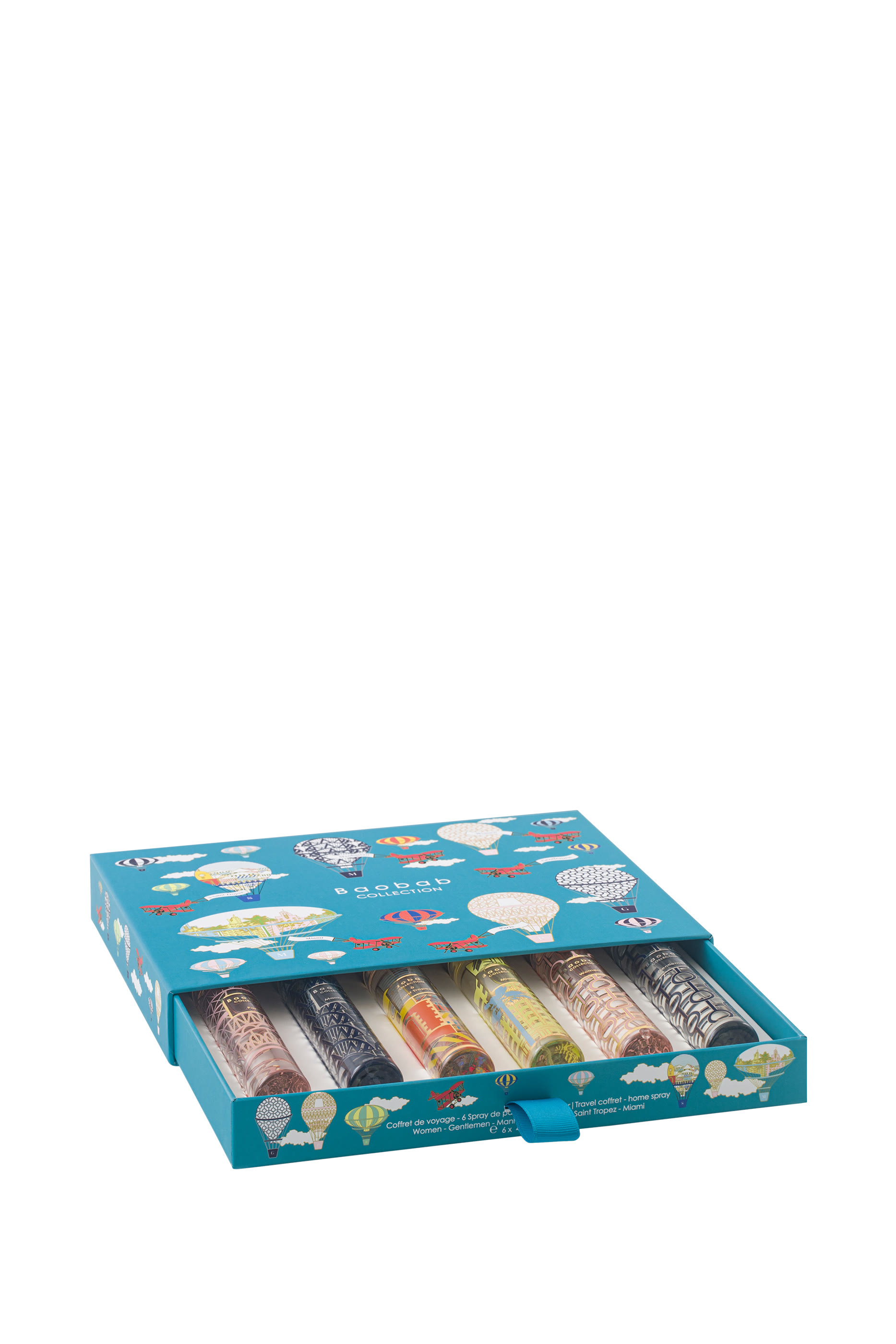 مجموعة هدايا  6 بخاخات معطر غرف بحجم مناسب للسفر سان تروبيه / ميامي / باريس / مانهاتن / وومن/ جنتلمان