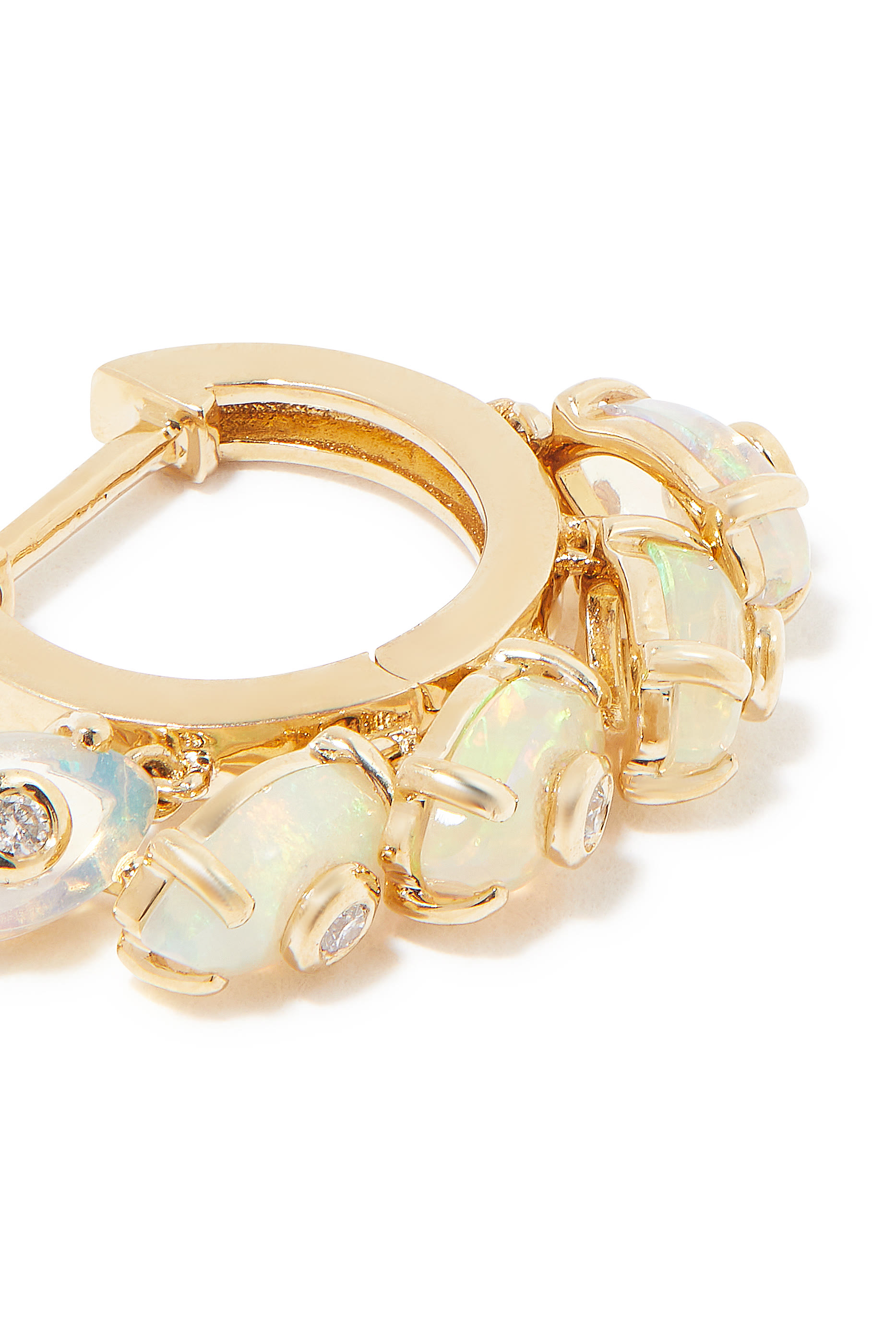 أقراط هاجي صغيرة بحجر كريم منحوت، ذهب أصفر عيار 14وألماس