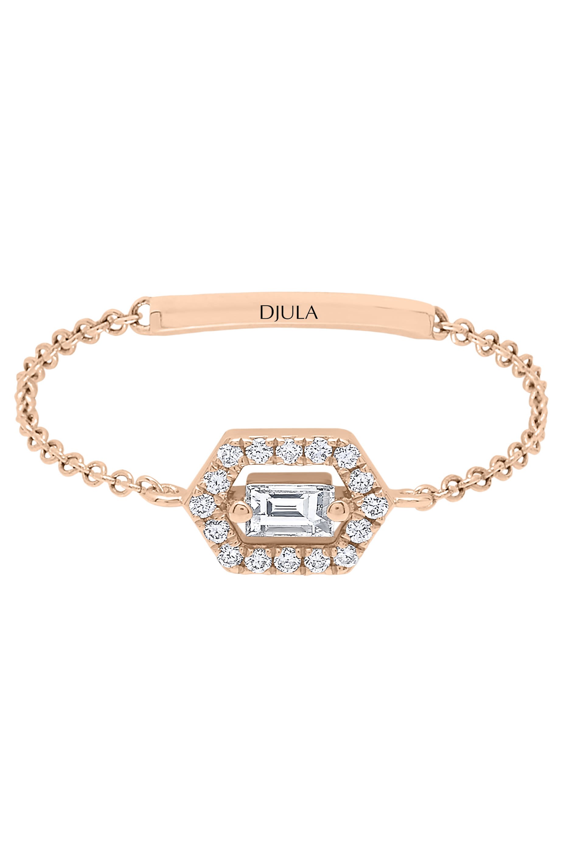 خاتم فايري تيل بسلسلة مزين بالماس، ذهب وردي عيار 18