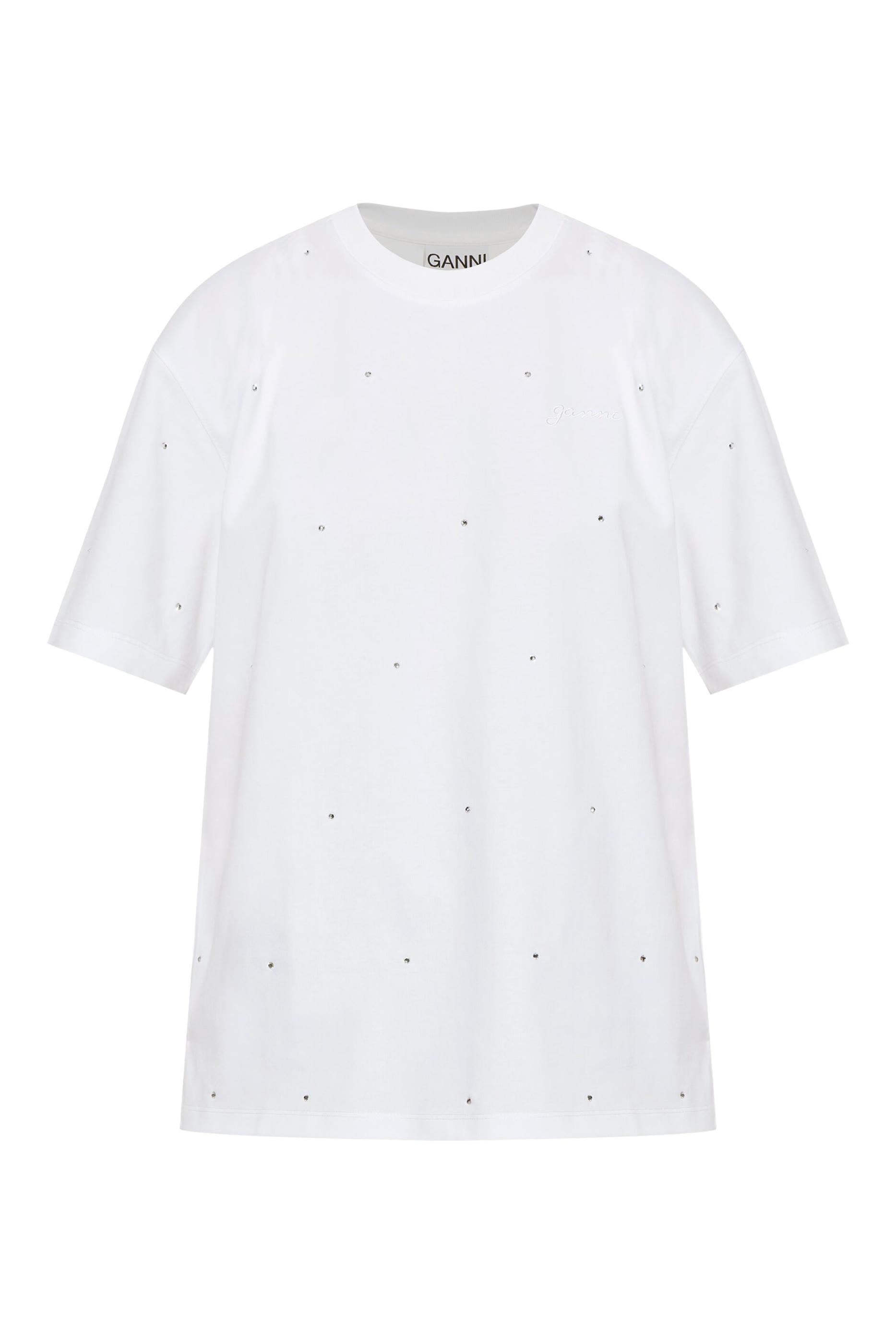 تيشيرت بأكتاف منسدلة مرصع بأحجار الريان قطن ثقيل