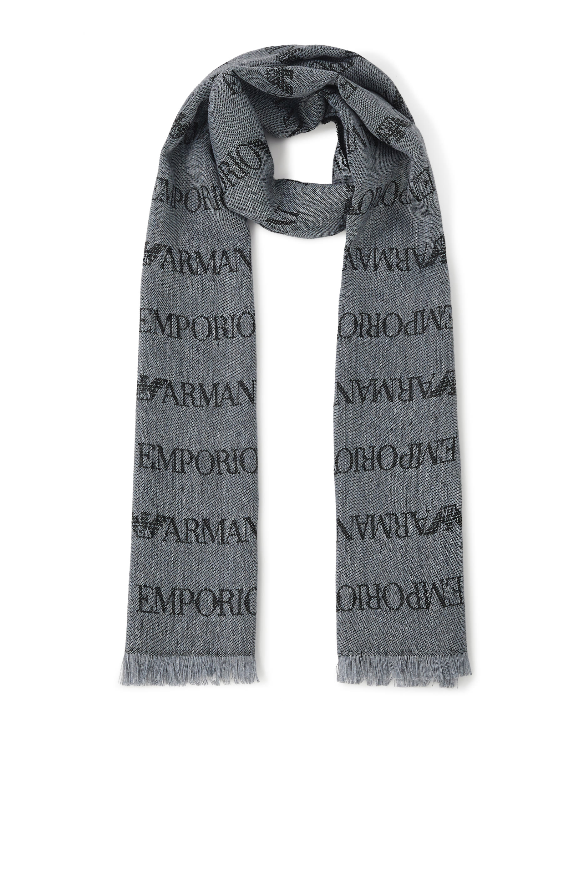 Virgin-Wool and Acrylic Logo Scarf