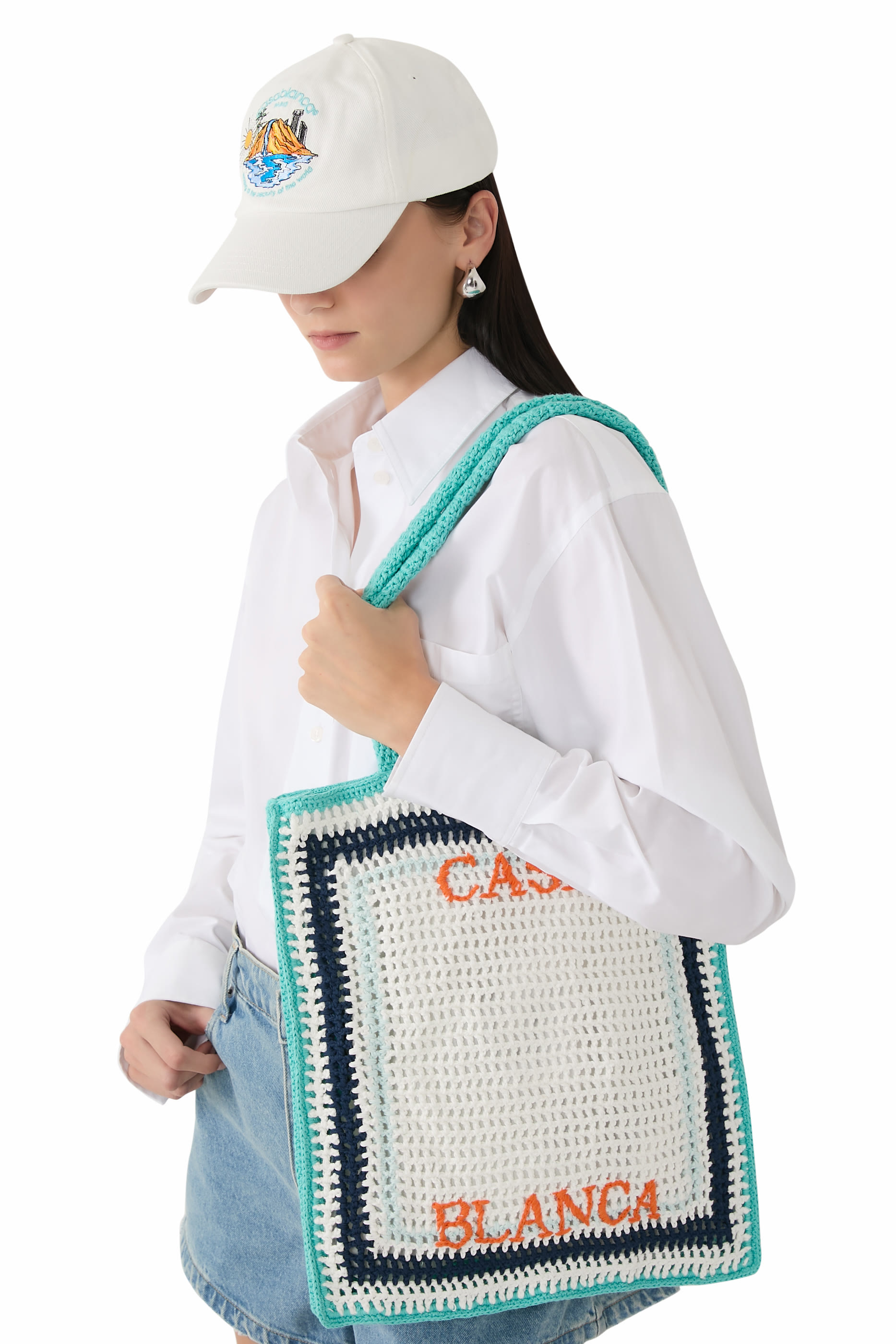 حقيبة كروشيه بخطوط