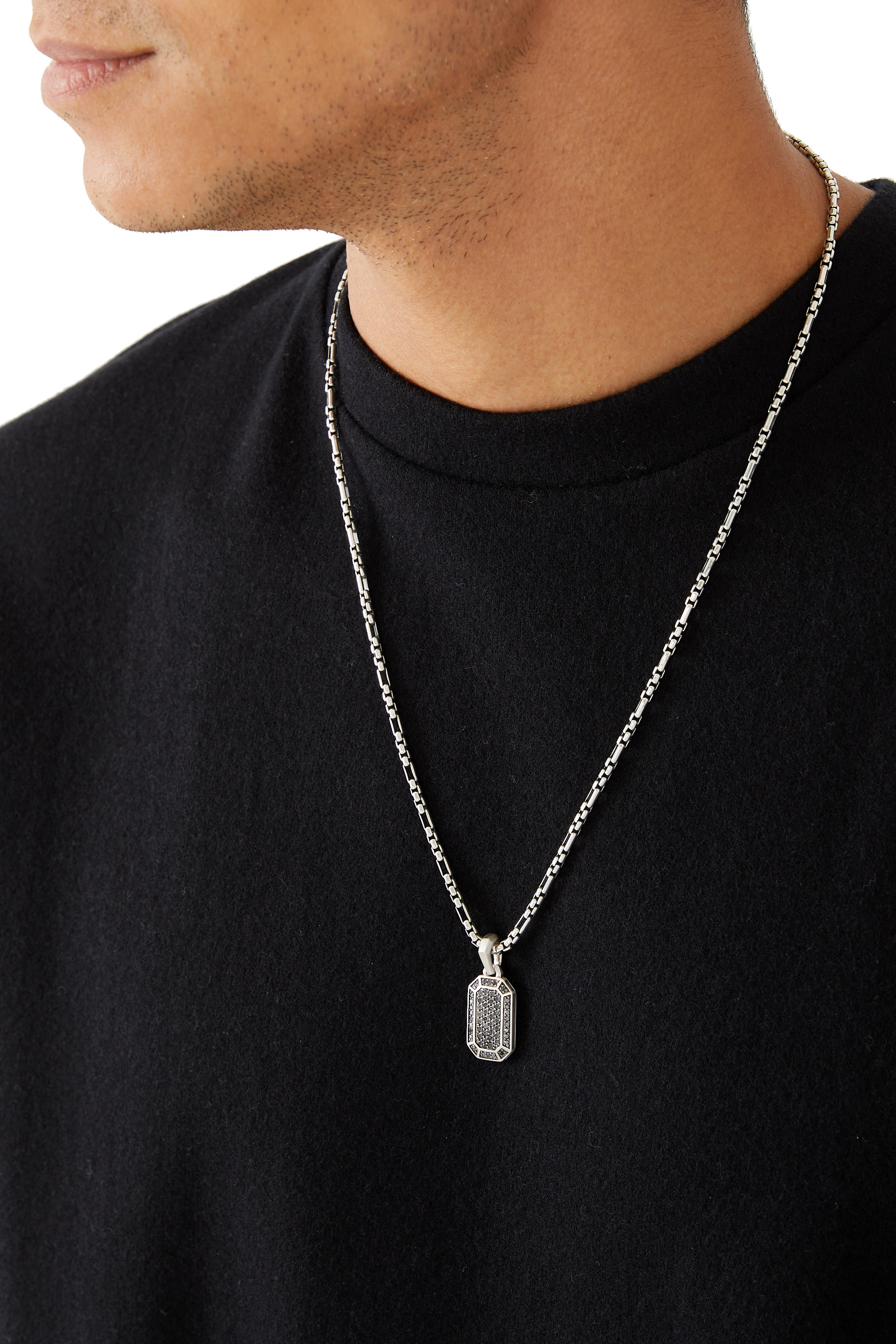 دلاية ستريم لاين مرصعة بالماس الأسود، فضة إسترلينية