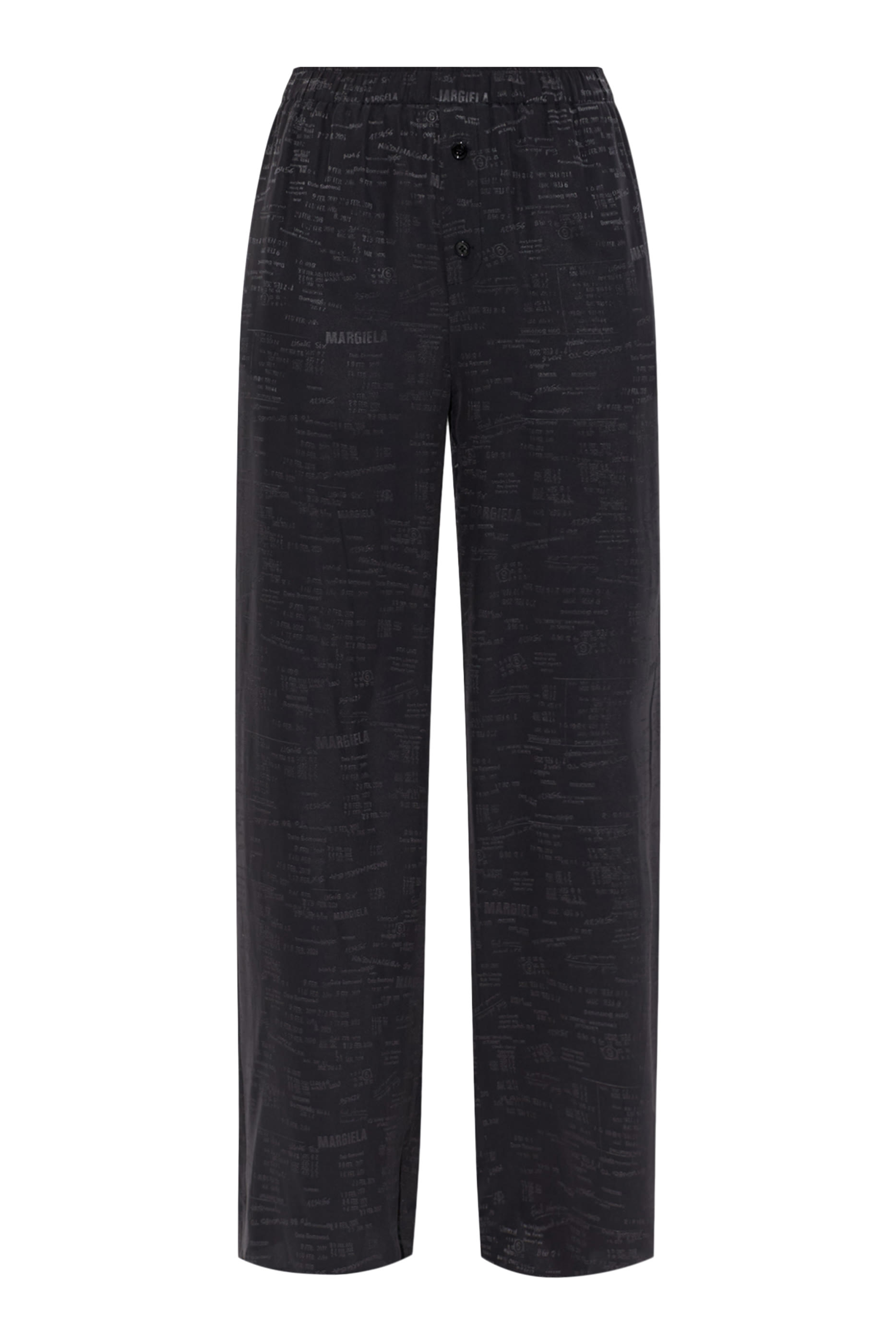 بنطال بقصة ساق واسعة وشعار الماركة