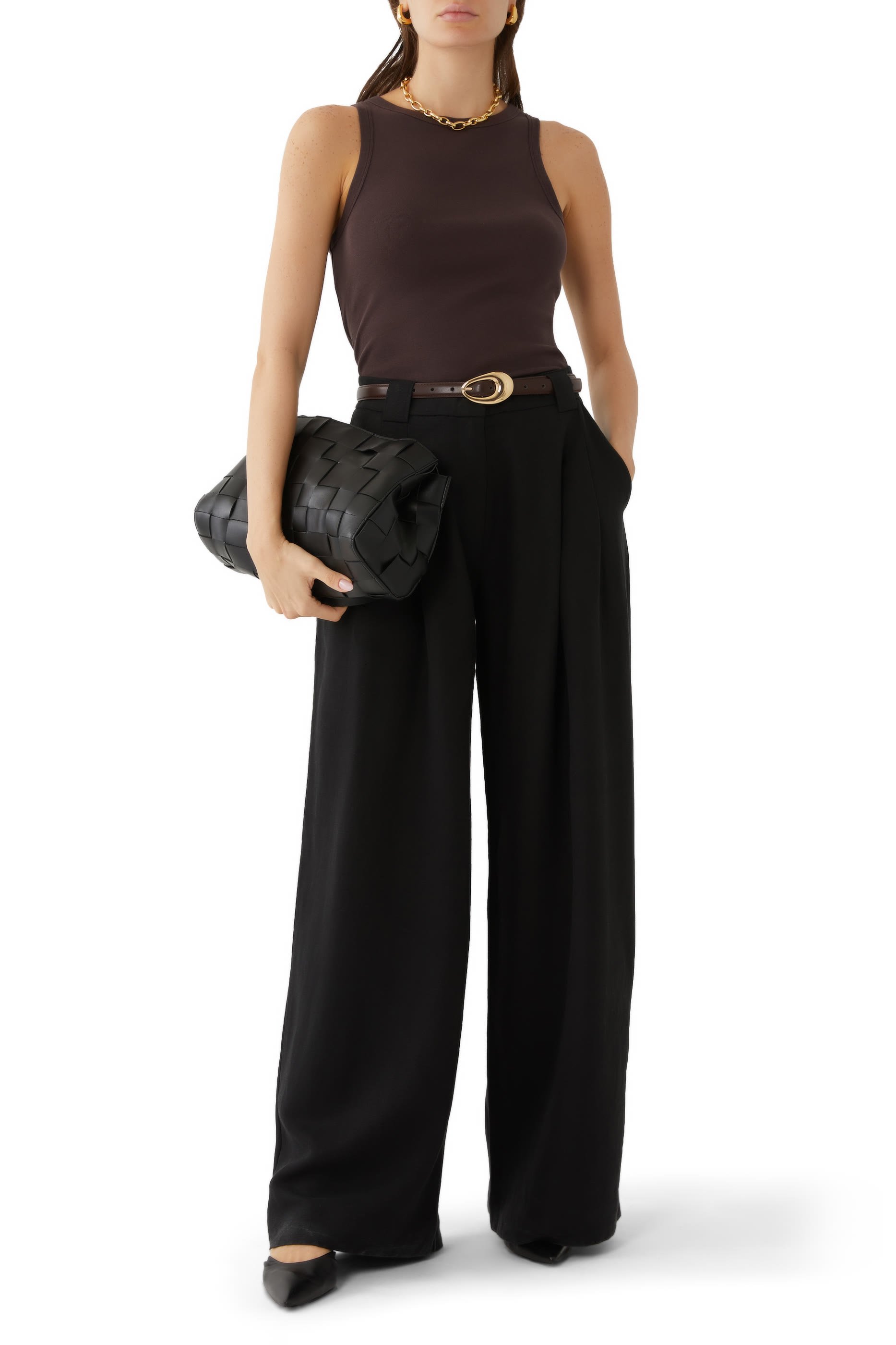 بلوزة بلا أكمام بياقة قارب قطن عضوي