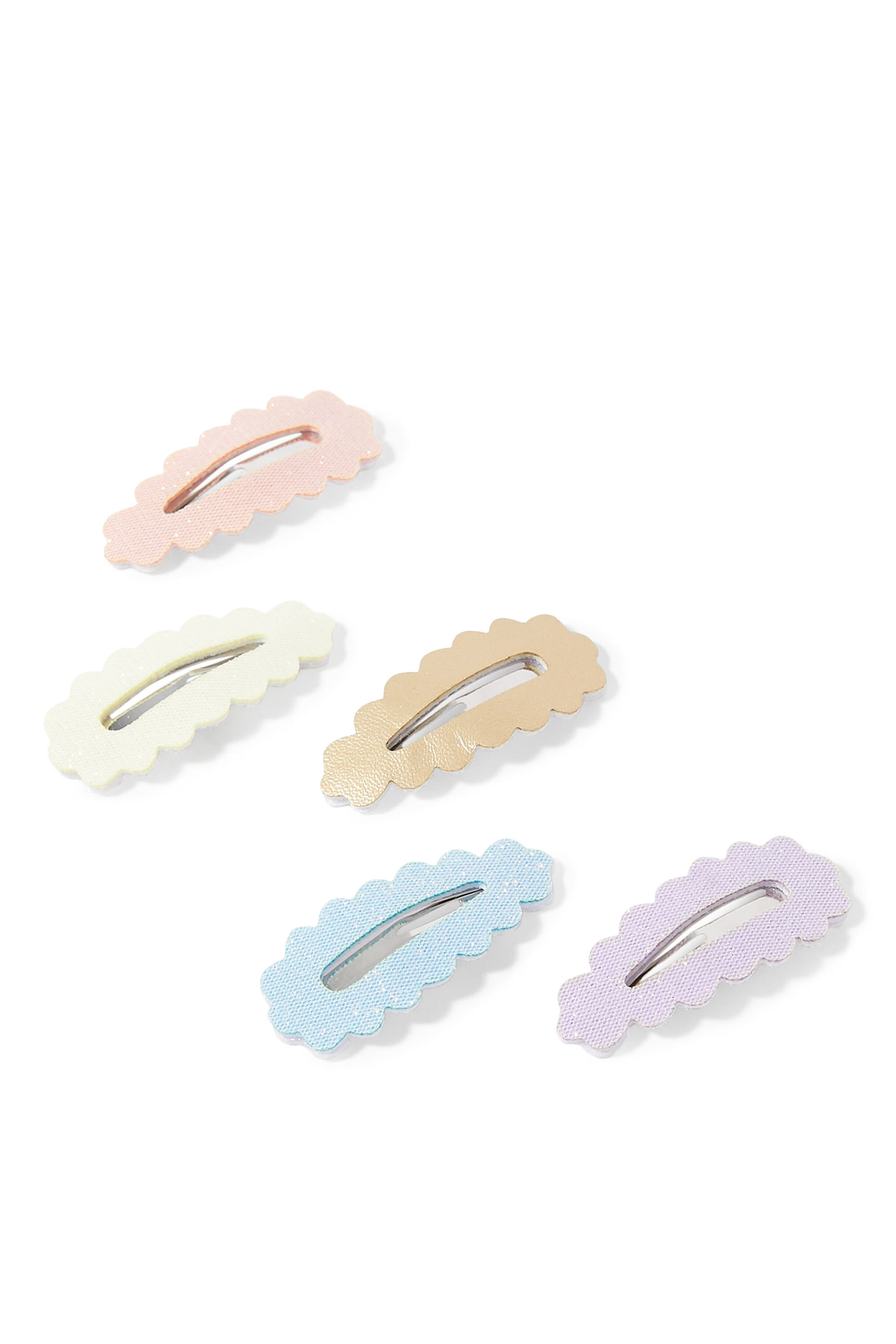 مشابك كليك كلاك لامعة بحواف صدفية للأطفال