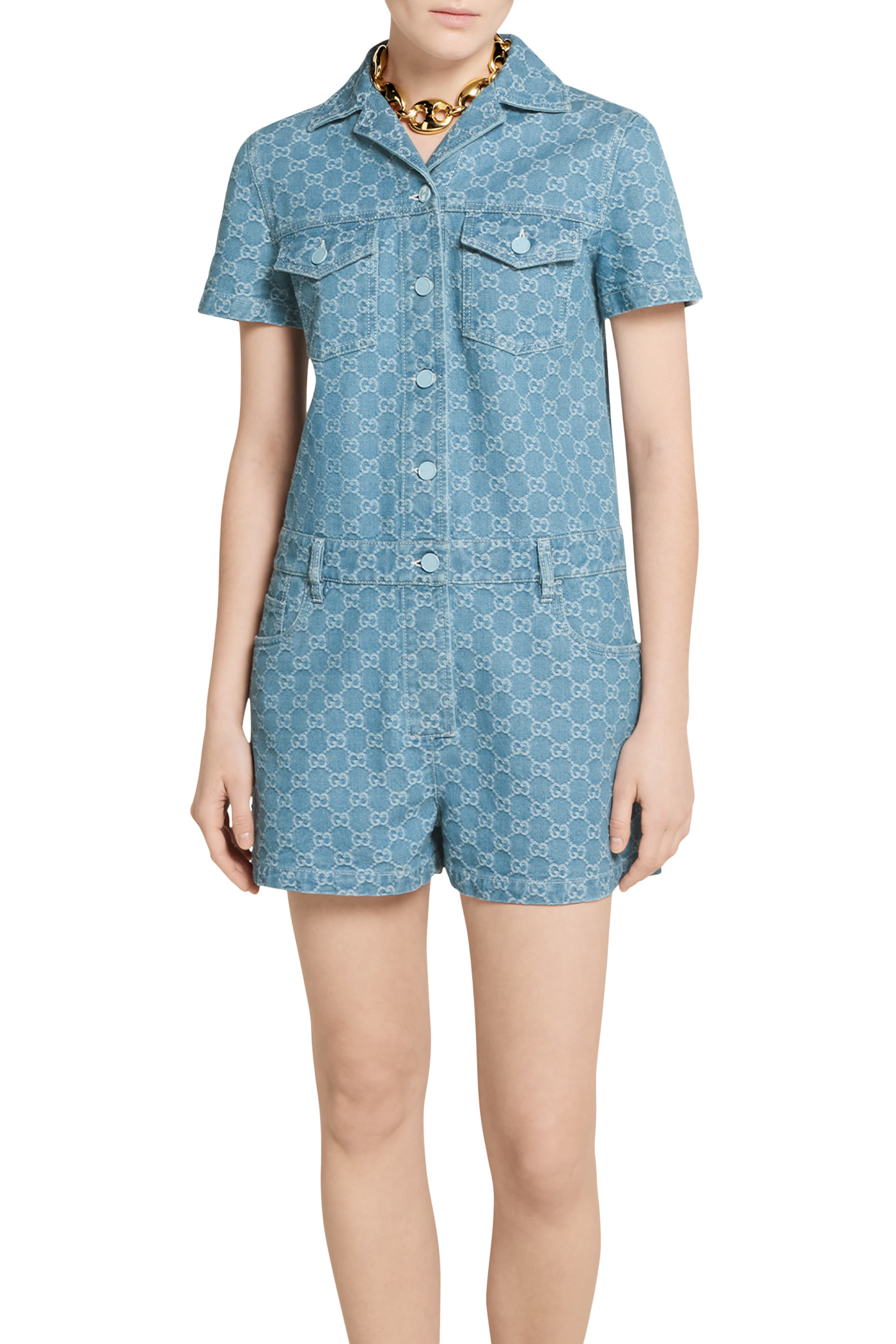  GG Denim Jacquard Jumpsuit