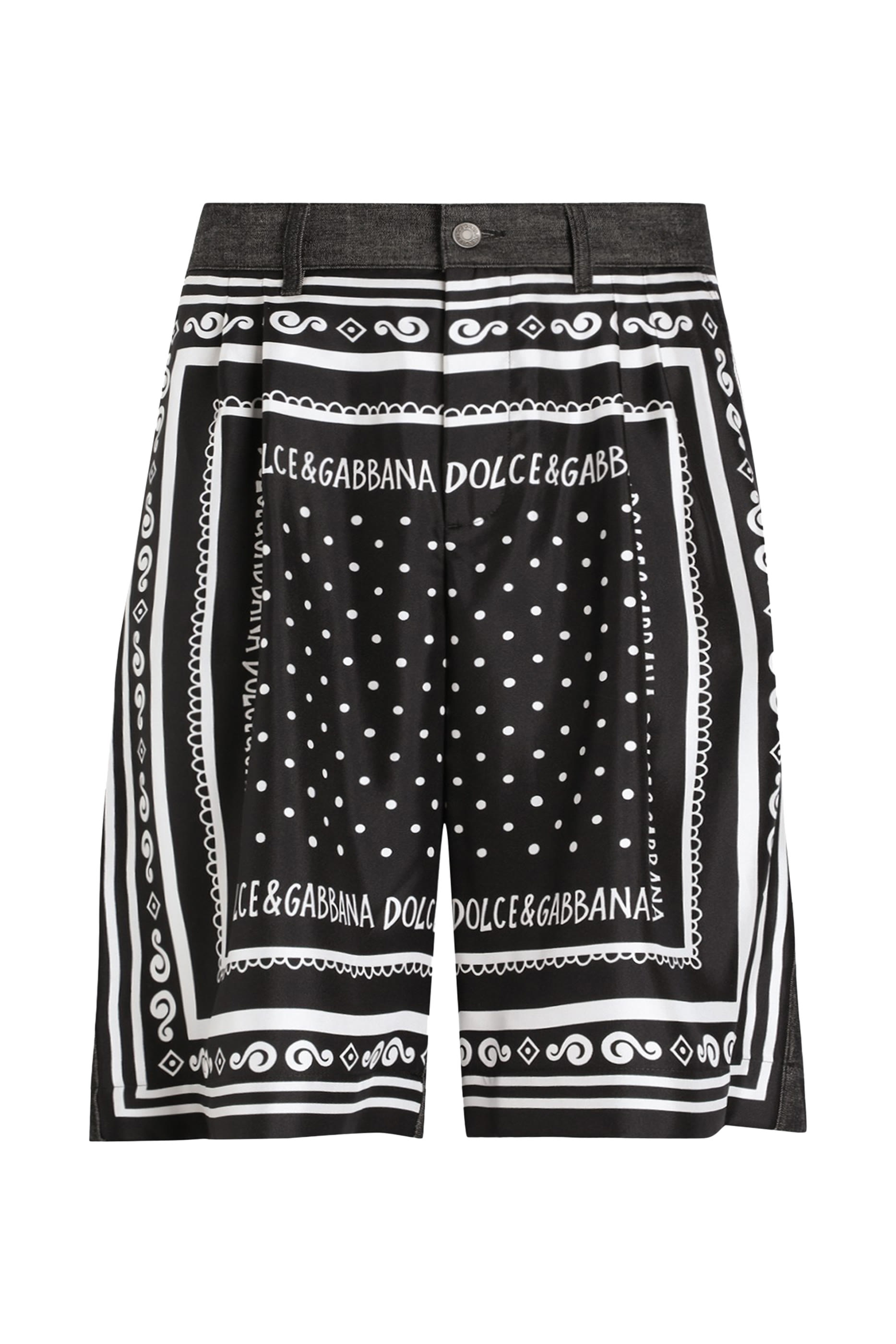 شورت بنقشة حرير ودنيم