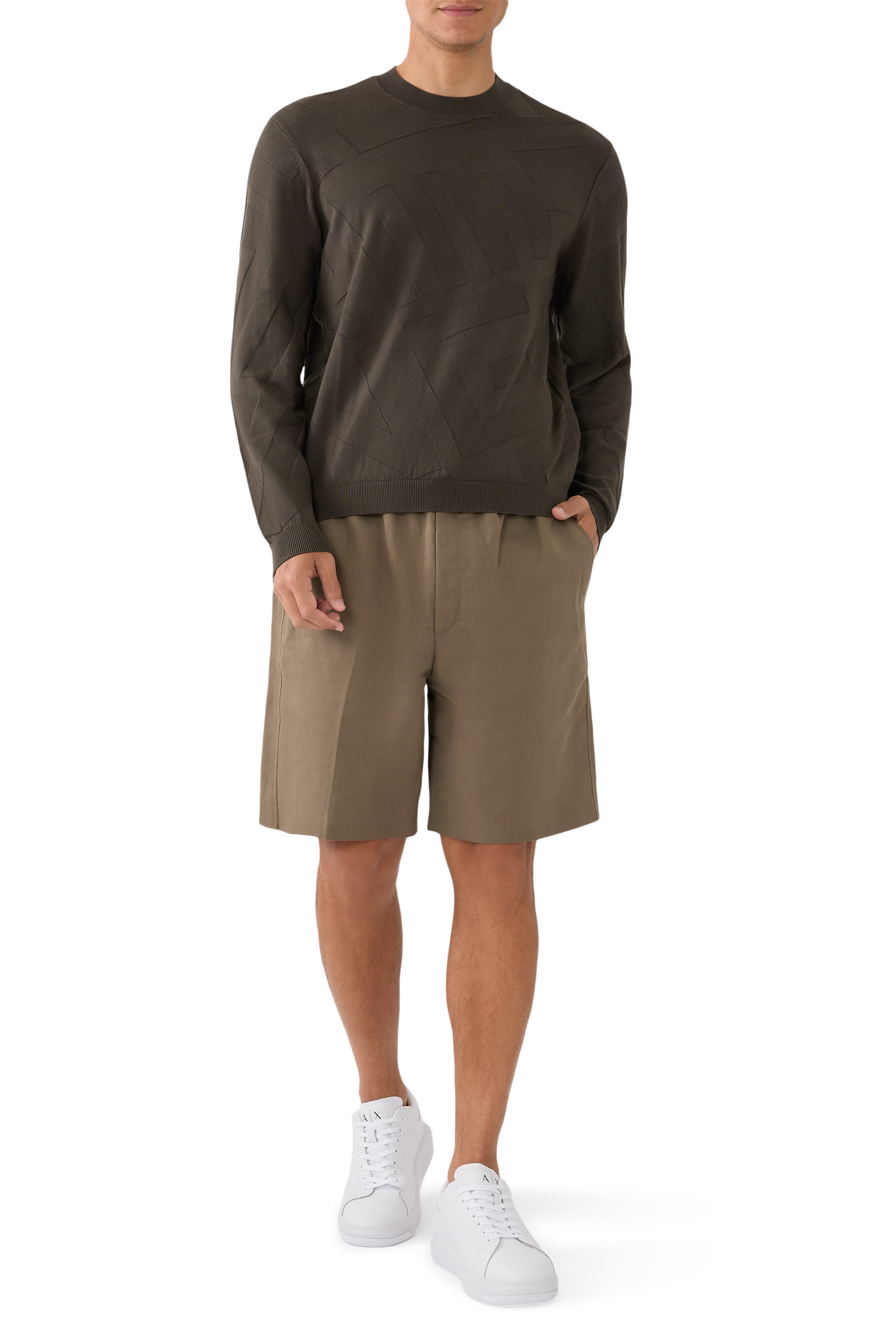 كنزة بحروف شعار الماركة مزيج فيسكوز جاكار