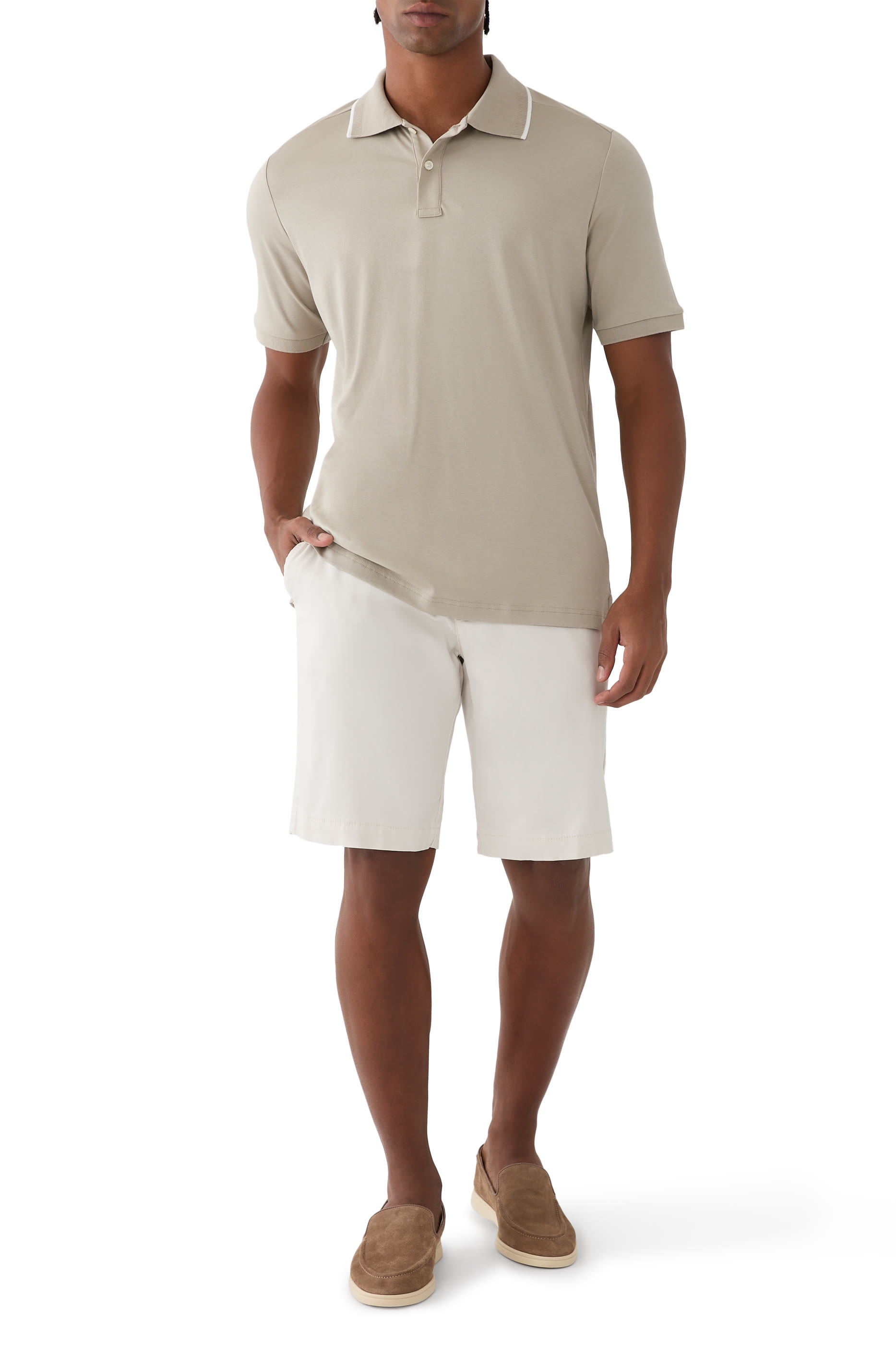 قميص بولو بحواف بلون مغاير قطن متشابك