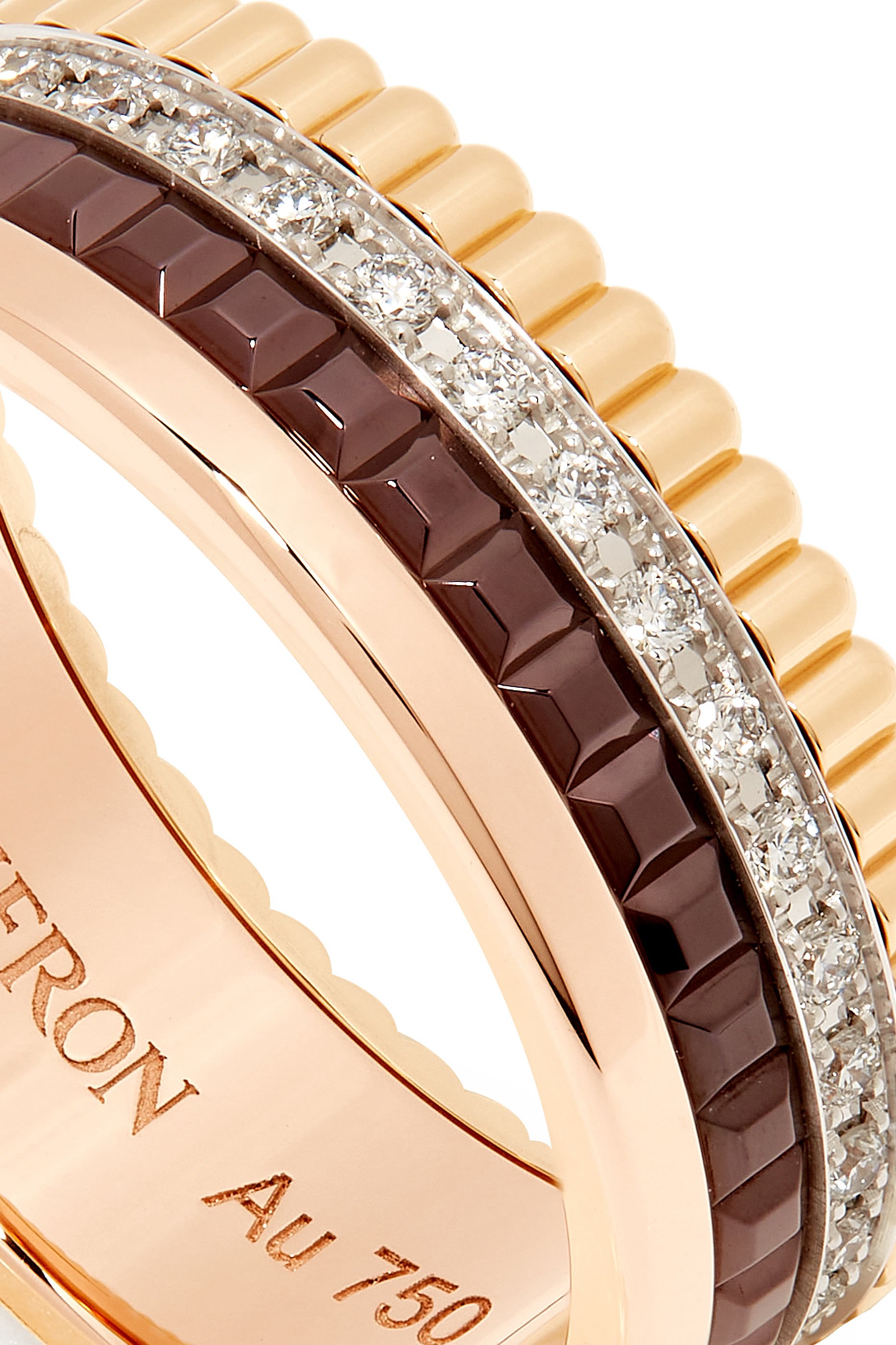 خاتم كاتر كلاسيك صغير مرصع بالماس ذهب مختلط عيار 18