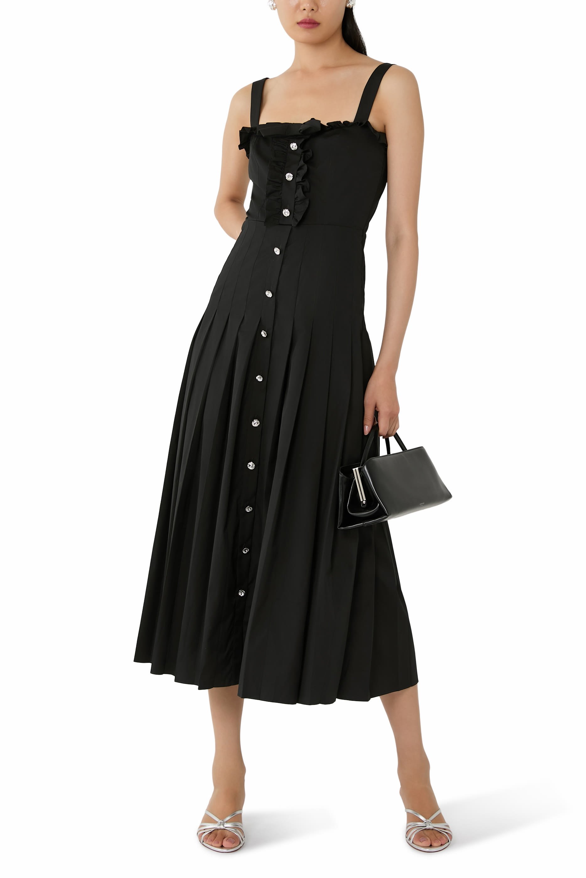 فستان بتنورة بطيات قطن بوبلين