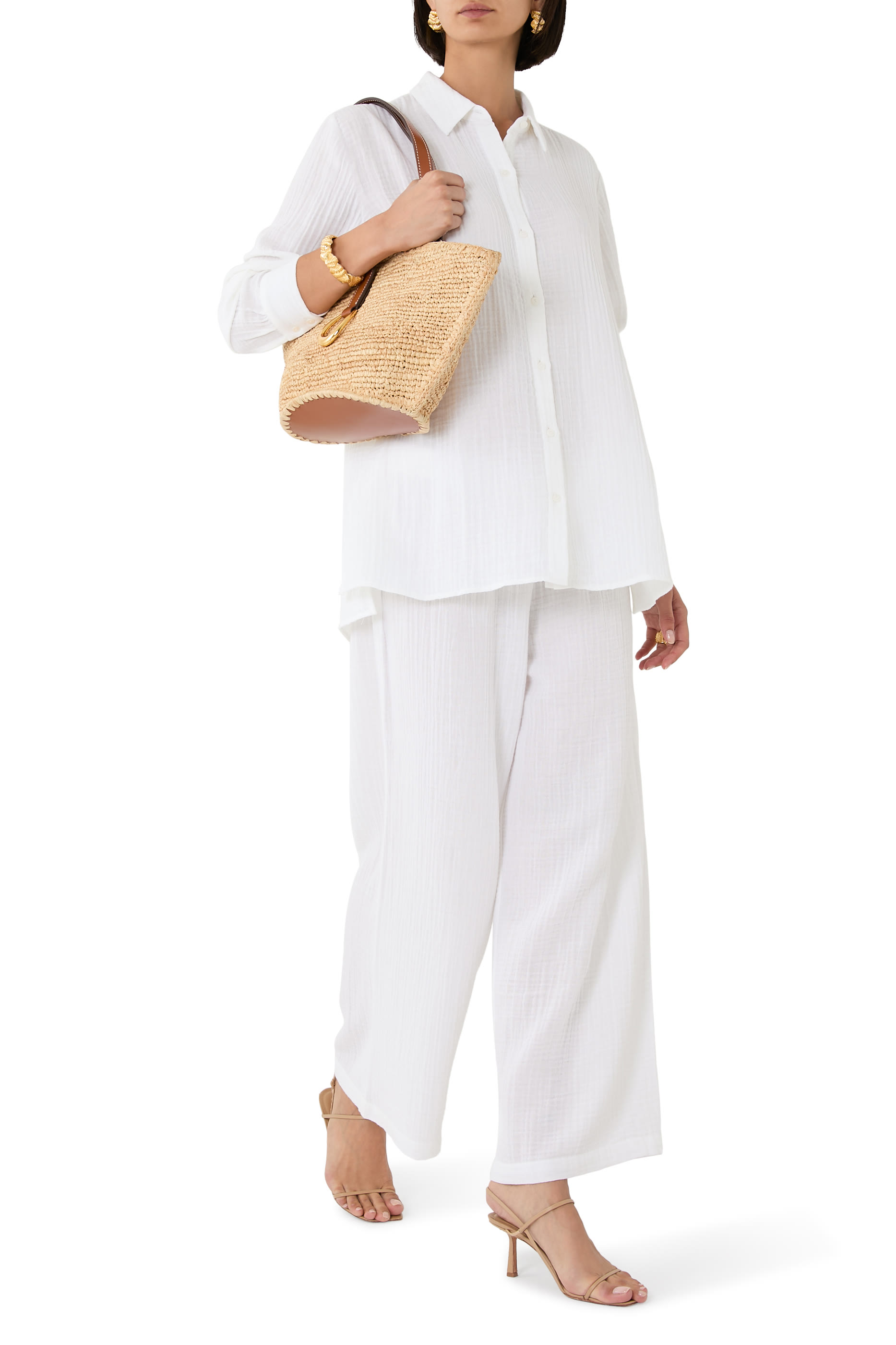 قميص بياقة كلاسيكية شاش عضوي قطني فاخر 