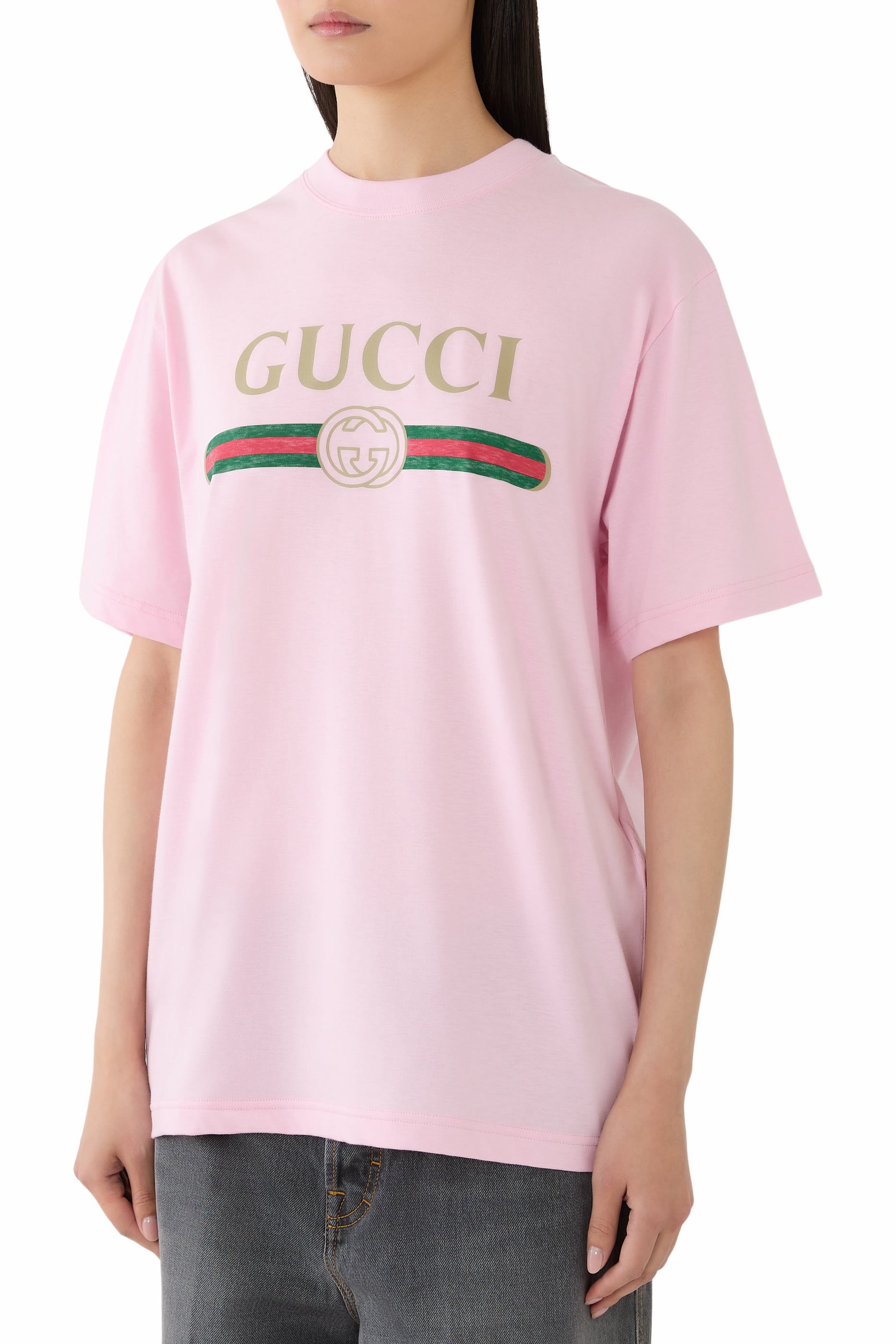 تيشيرت بنقشة قطن جيرسيه وحرير