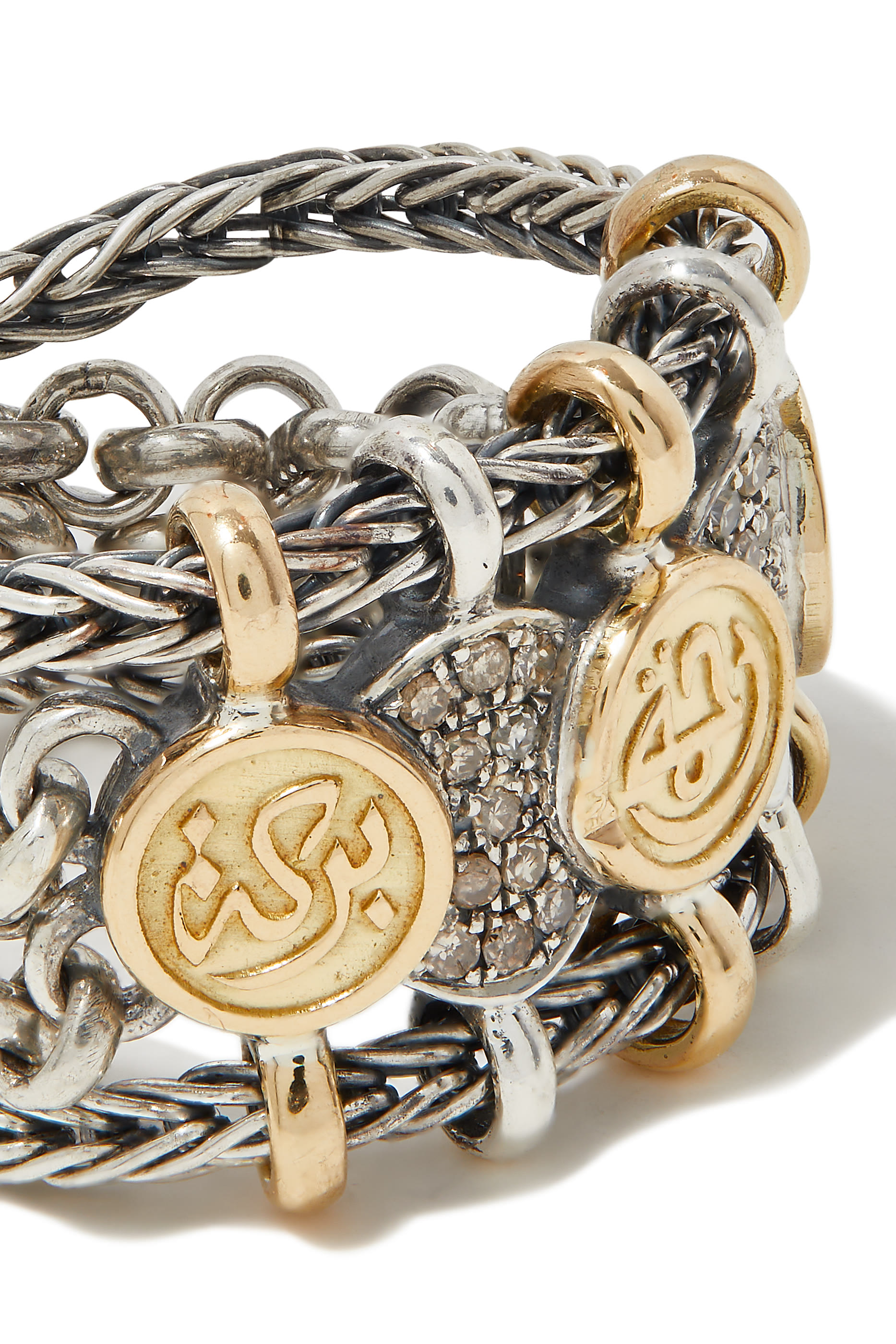 خاتم بلسينجز بحلقات ذهب عيار 18 قيراط وفضة إسترلينية