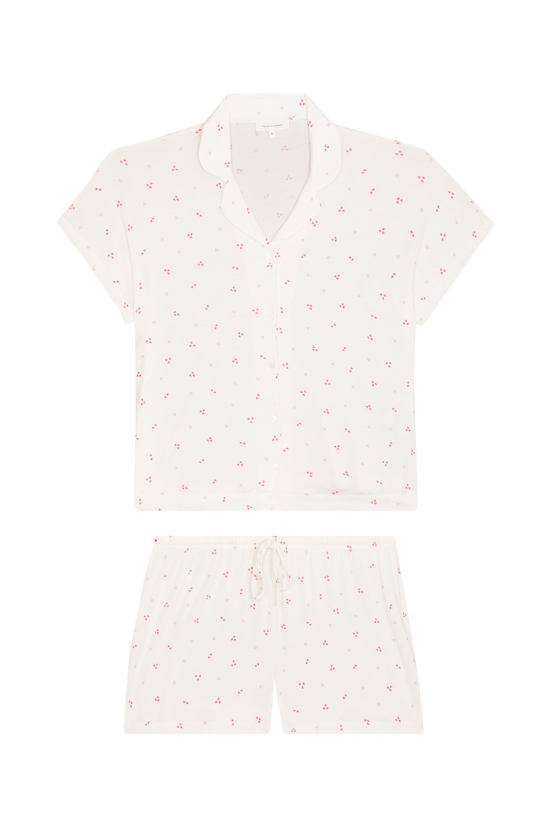 طقم بيجامة بيجامة بشورت بطبعة قلوب جيرسيه