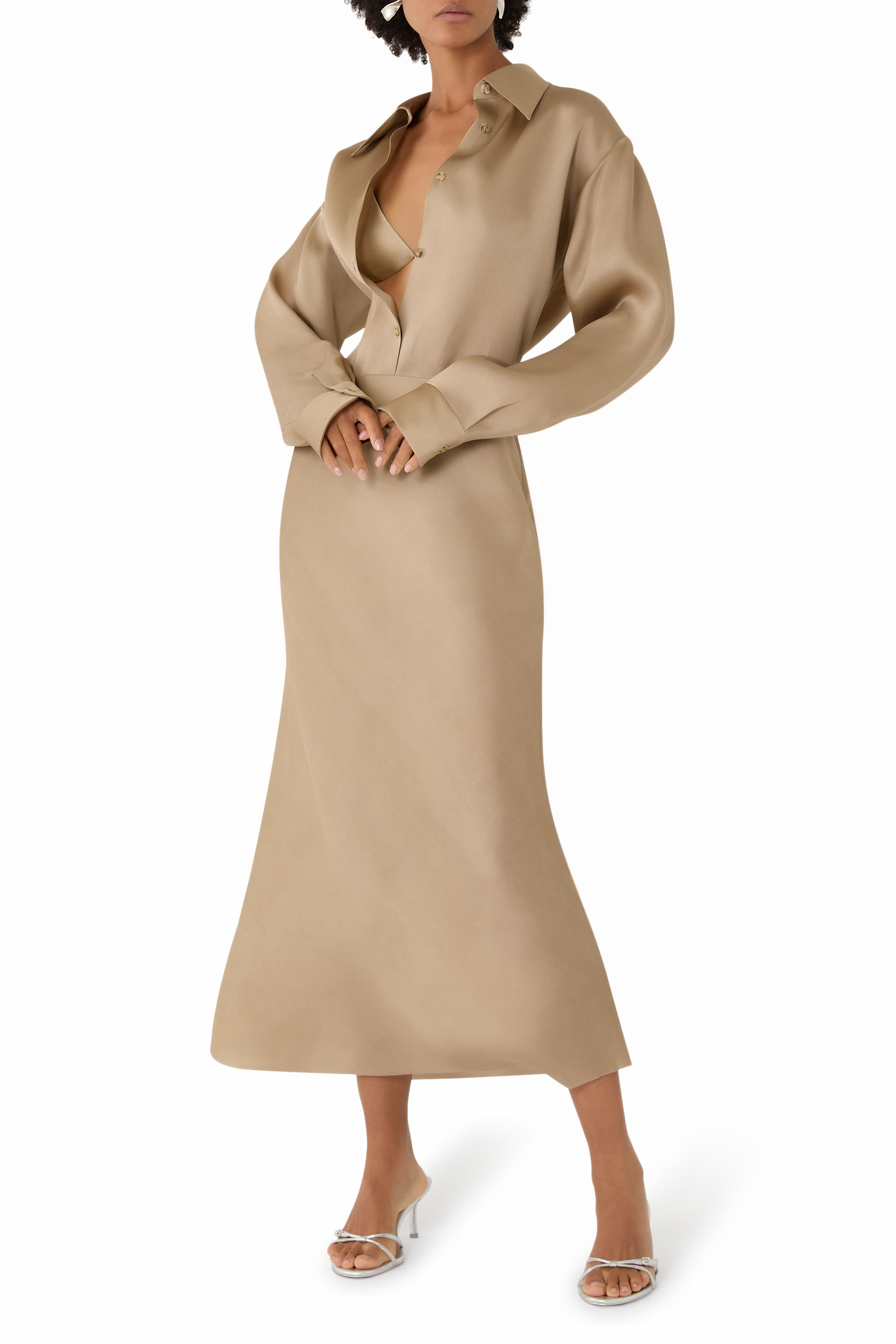 تنورة نوي فيتناميز بتصميم سهل الارتداء حرير