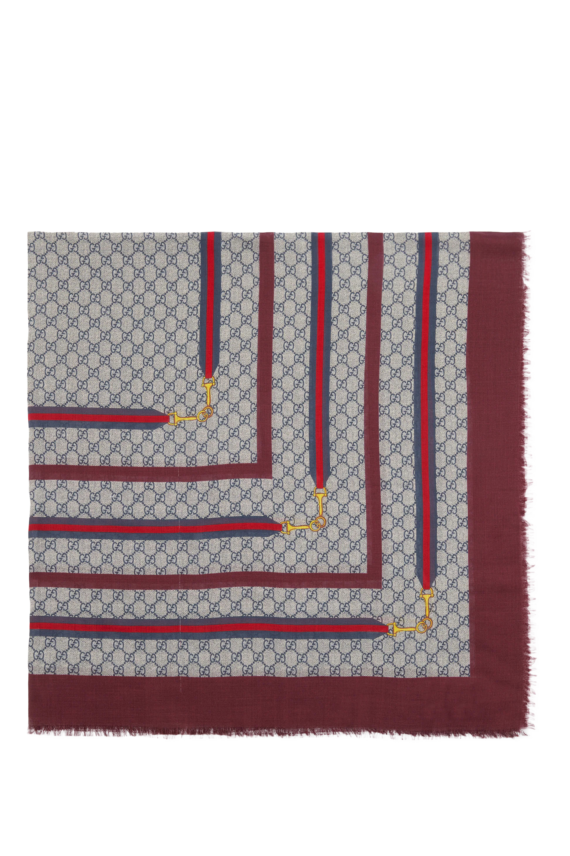 وشاح بنقشة حرفي شعار الماركة مزيج حرير