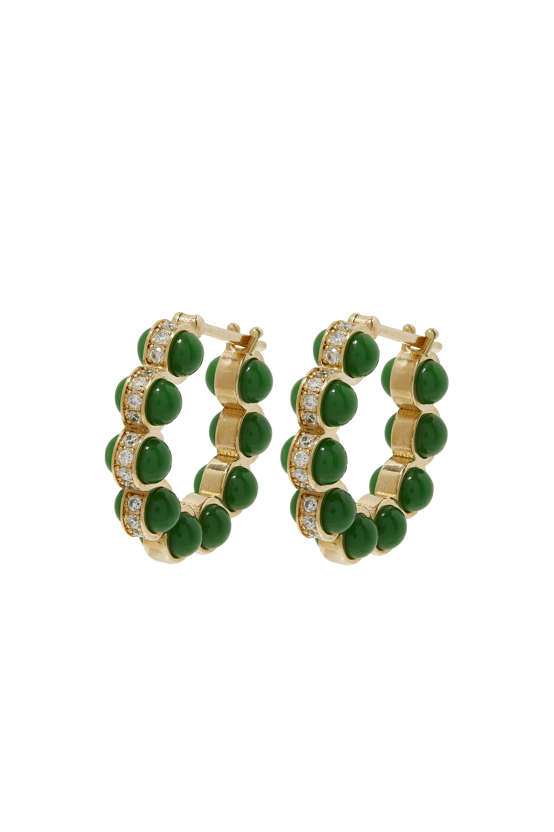 Chlorine Earrings Size 1, 18k Yellow Gold with Enamel & Diamonds