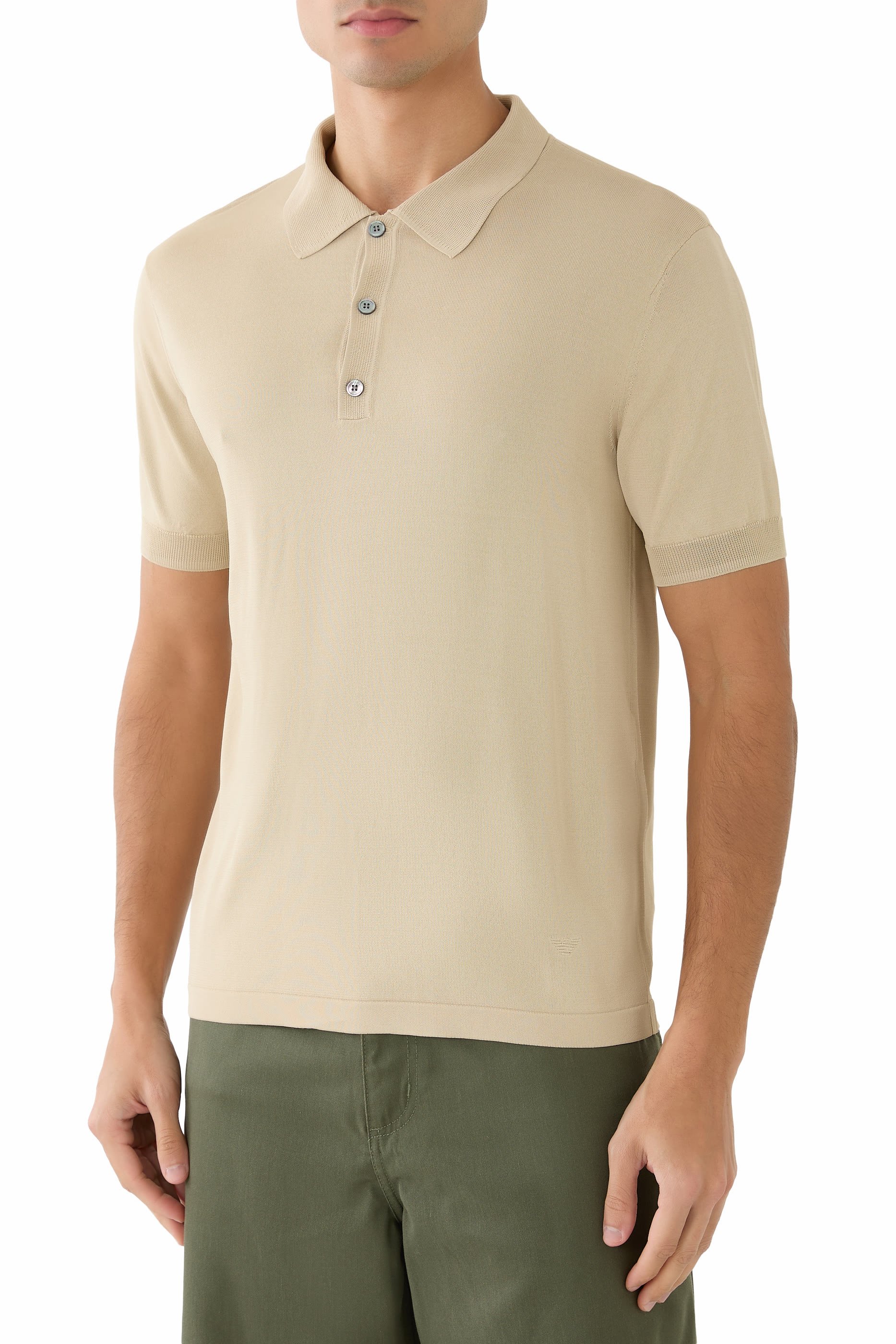 قميص بولو منسوج بشعار الماركة