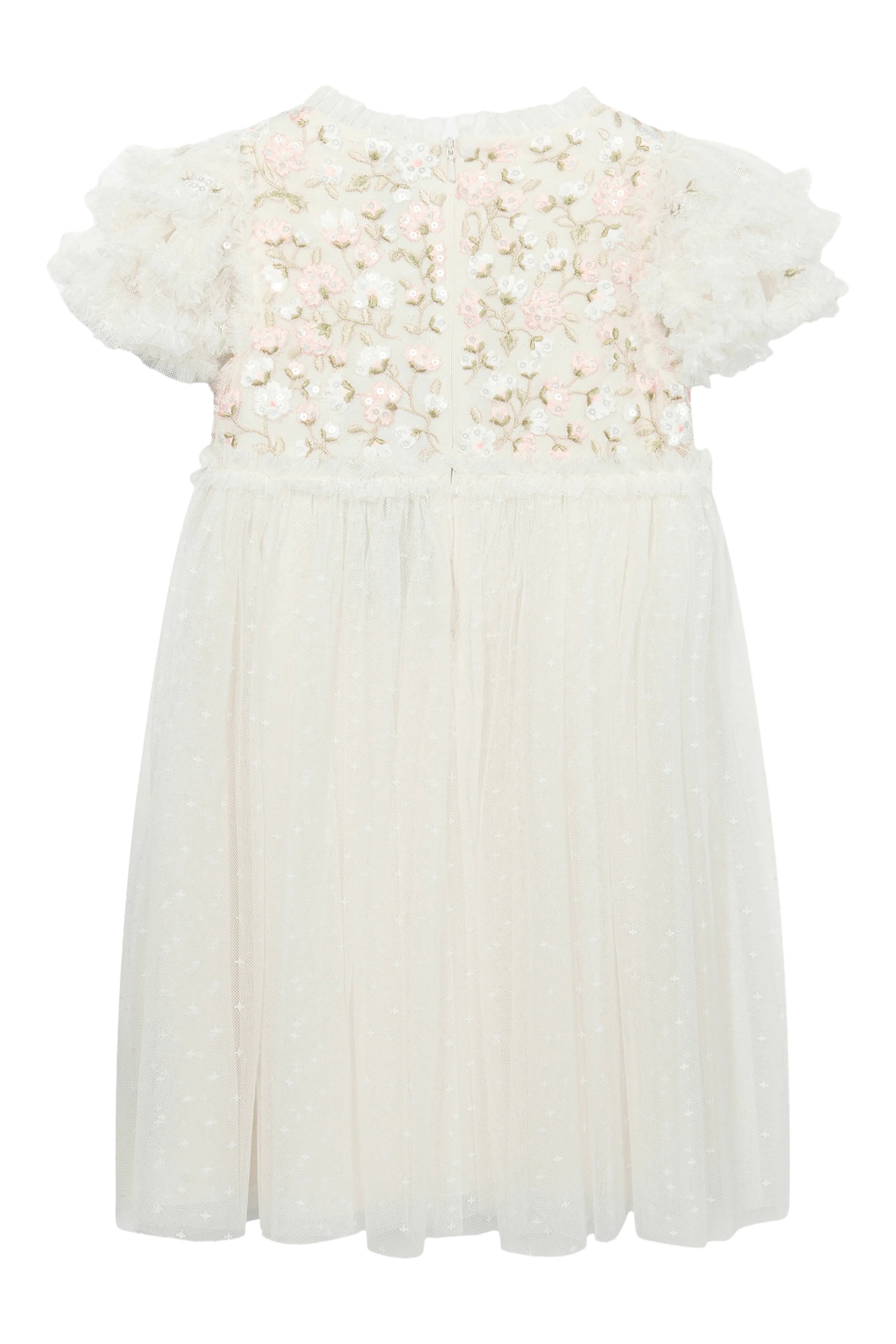 فستان بوسي تول بصدرية مطرزة للأطفال