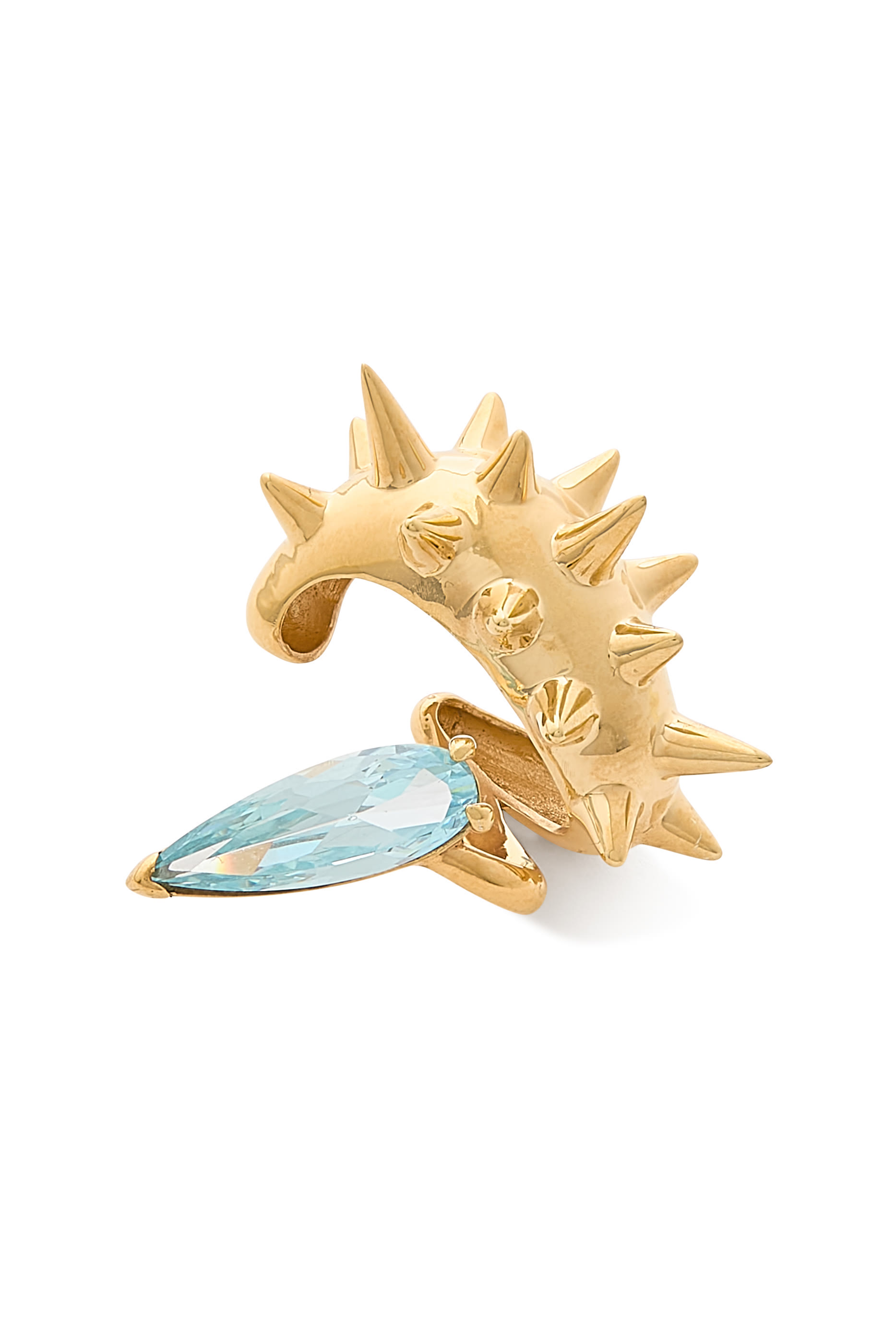 قرط اليان صغير بتفاصيل مدببة مزين بكريستال، فضة إسترلينية 925