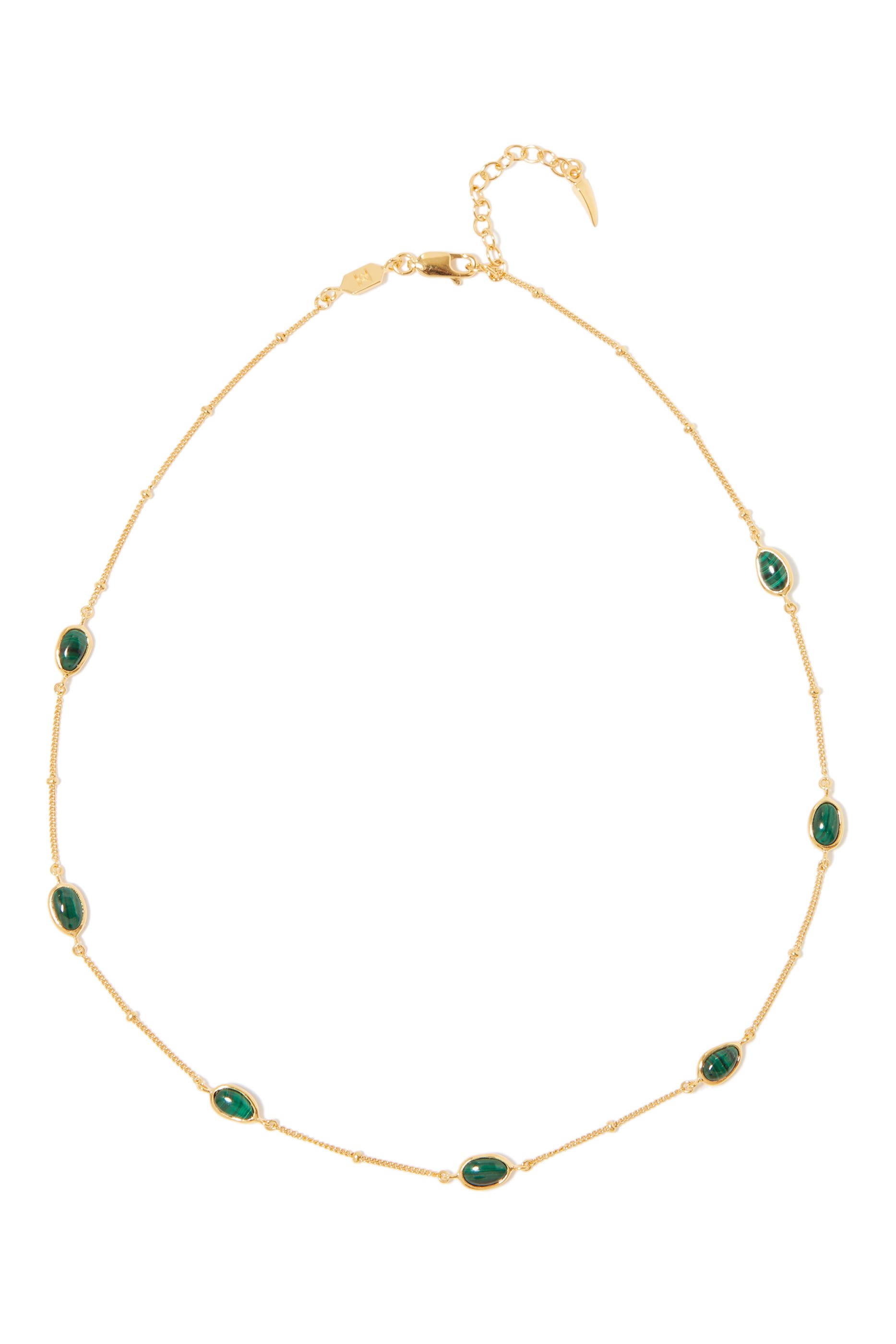 Stone Choker, 18k Gold-Plated Sterling Silver & Malachite