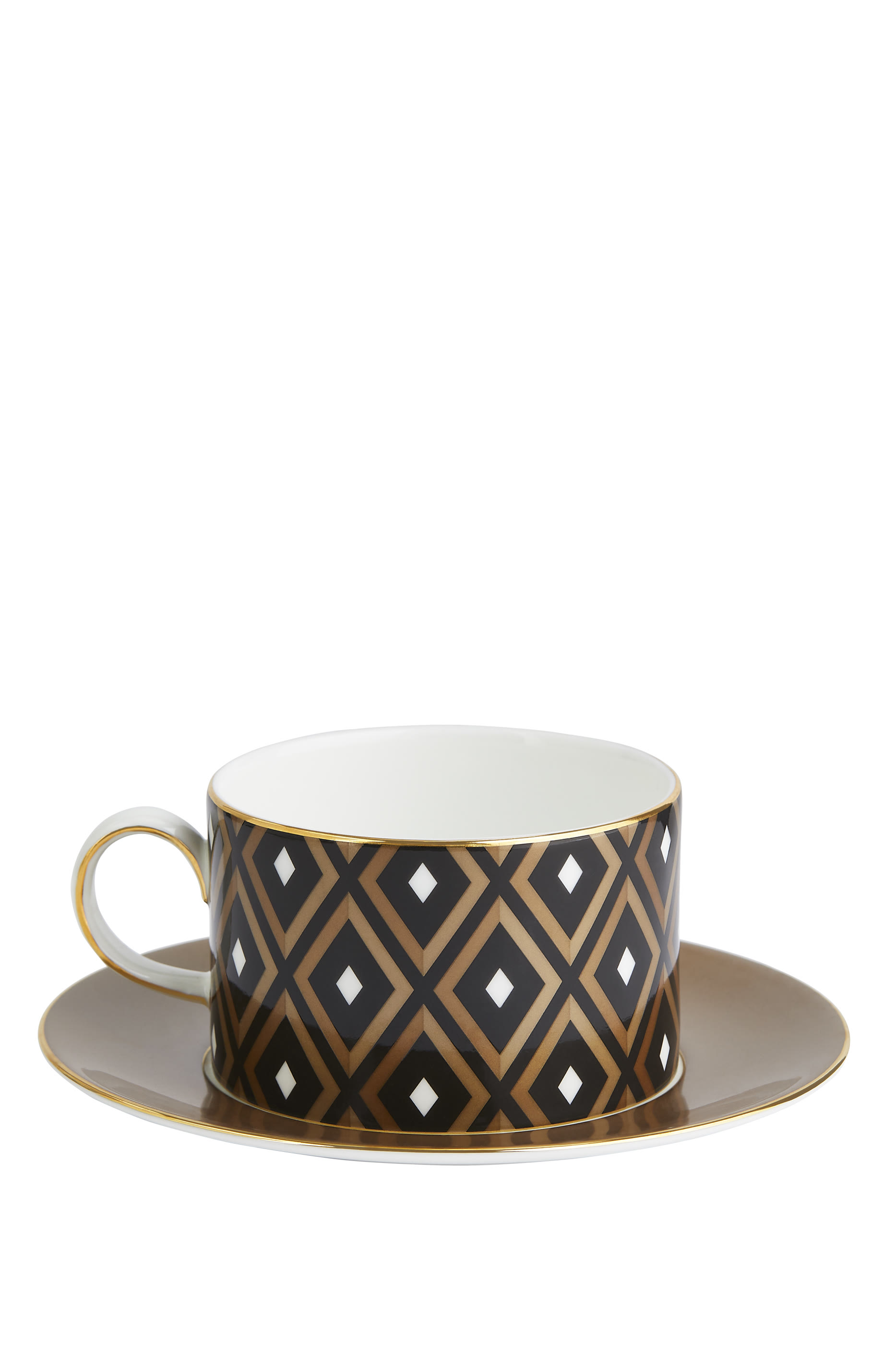 Gio Gold Geometric Teacup & Saucer
