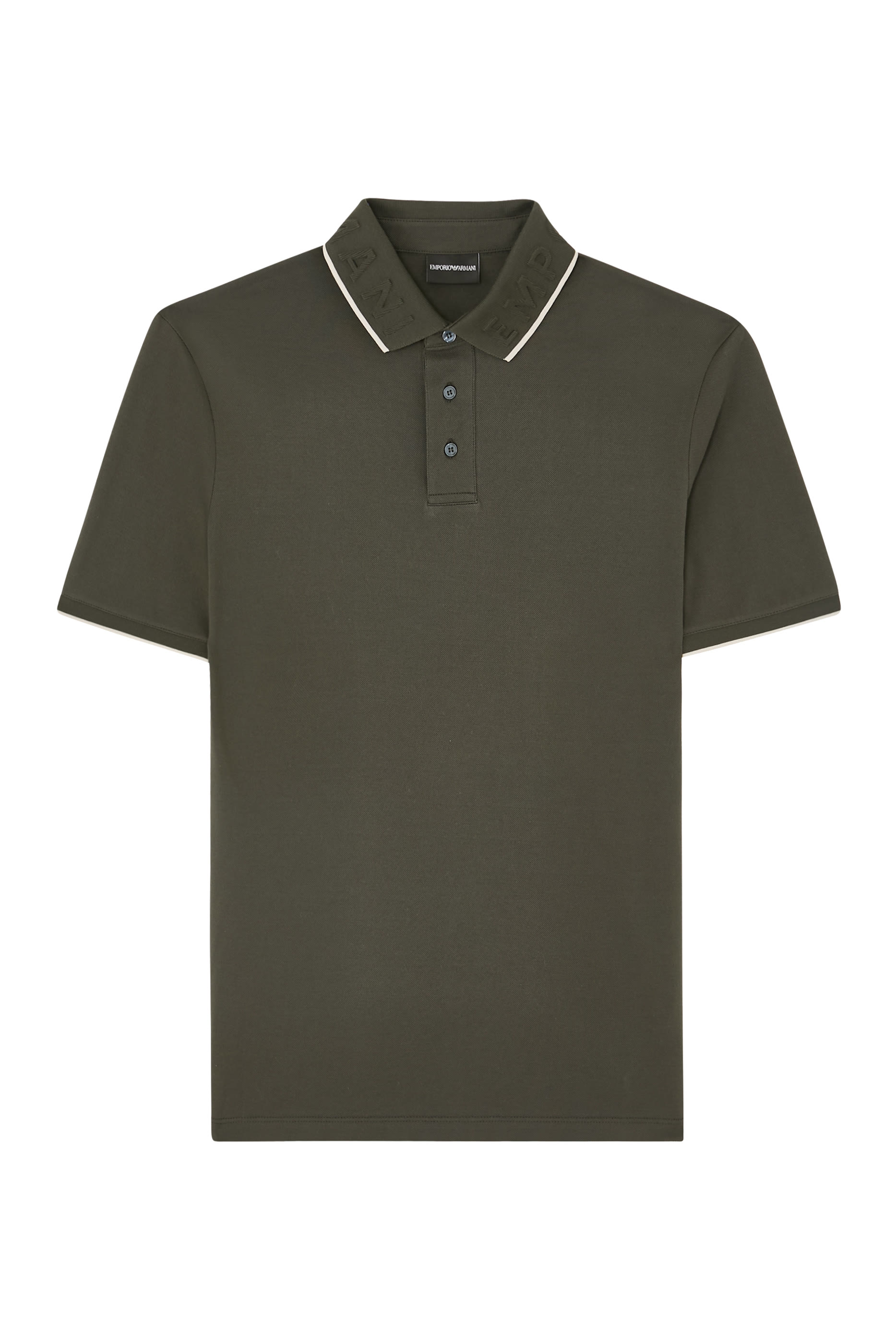 Embossed Logo Collar Piqué Polo Shirt