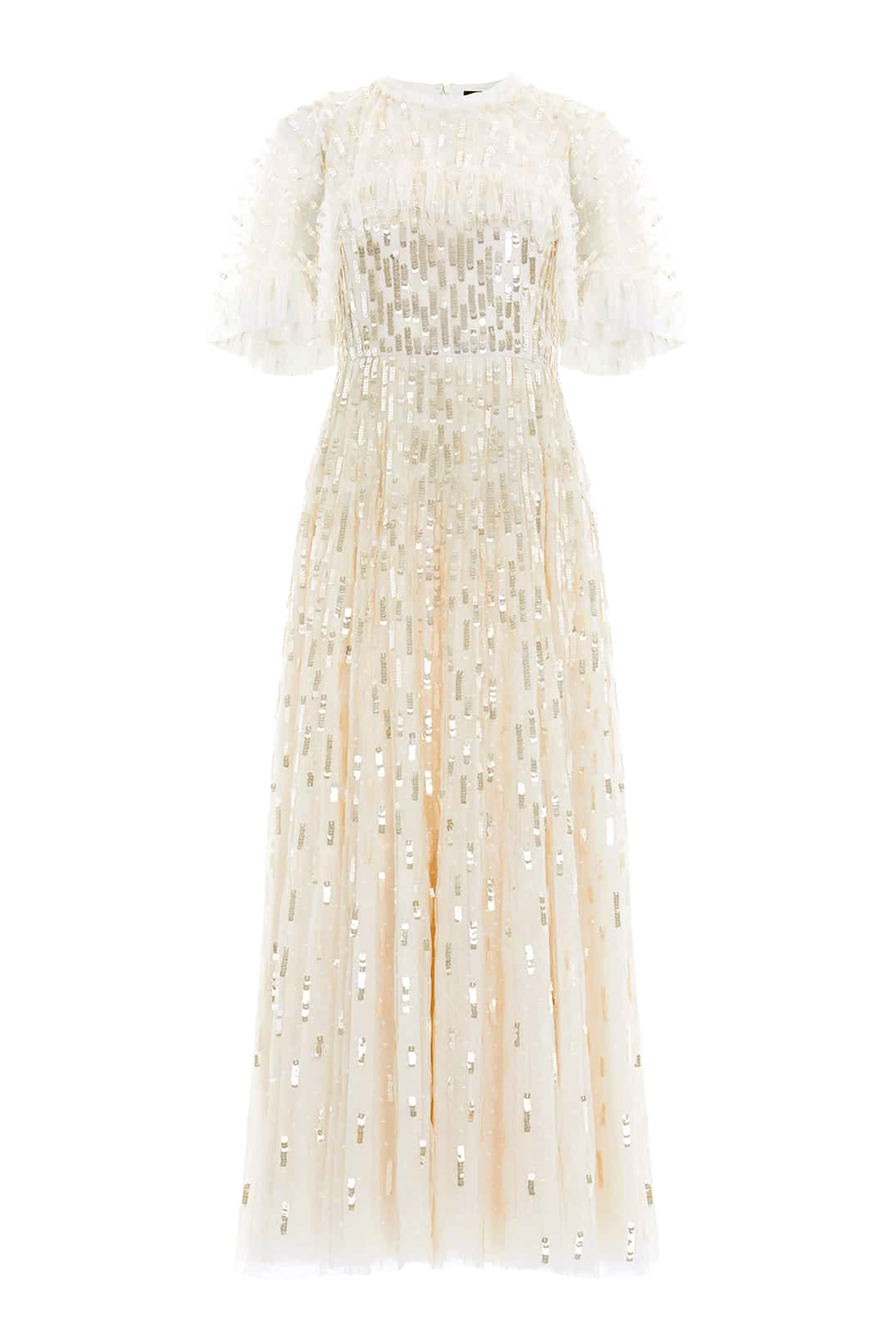 فستان سهرة داش بطول الكاحل بكاب مزين بالترتر