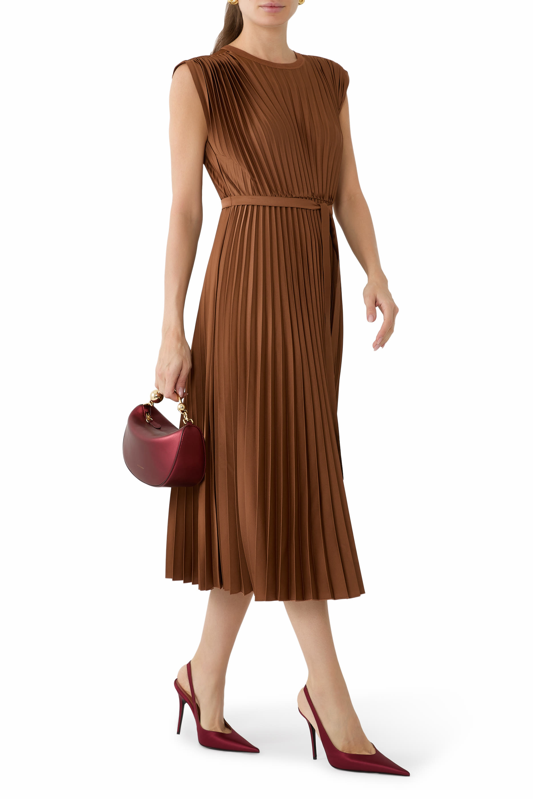 فستان فولتا منسوج بطيات