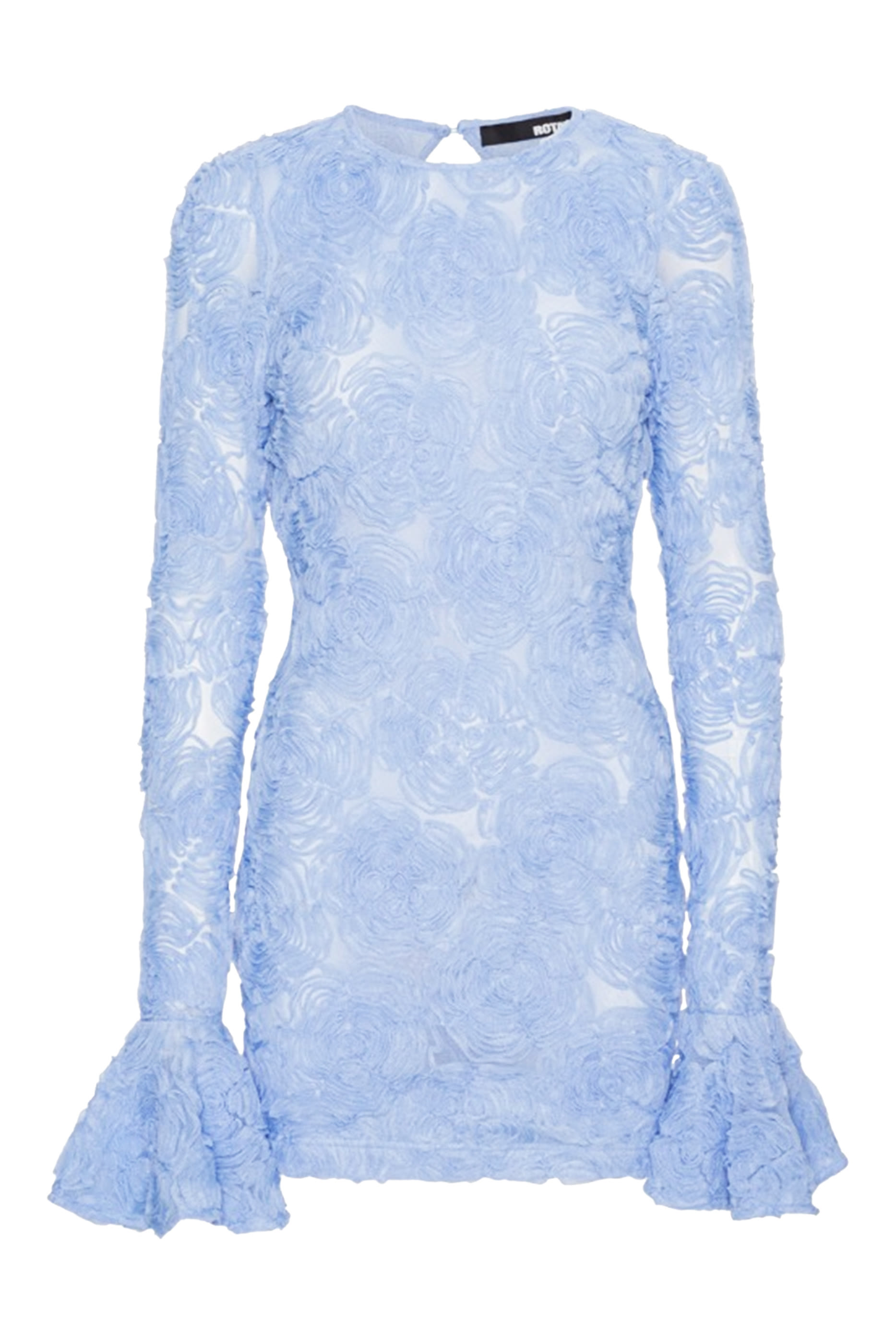 فستان قصير مزين بالزهور قماش شبكي