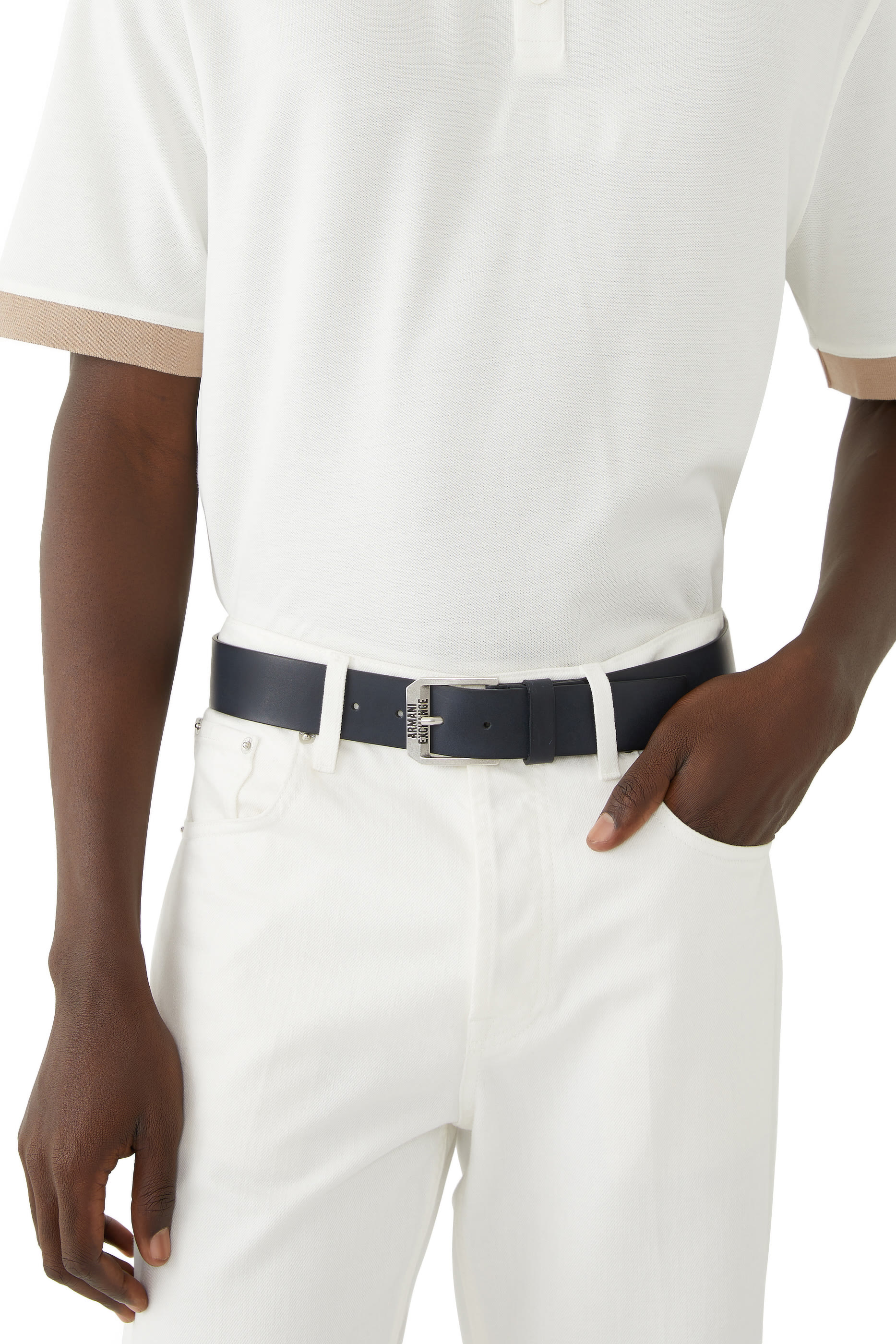 حزام بشعار الماركة جلد