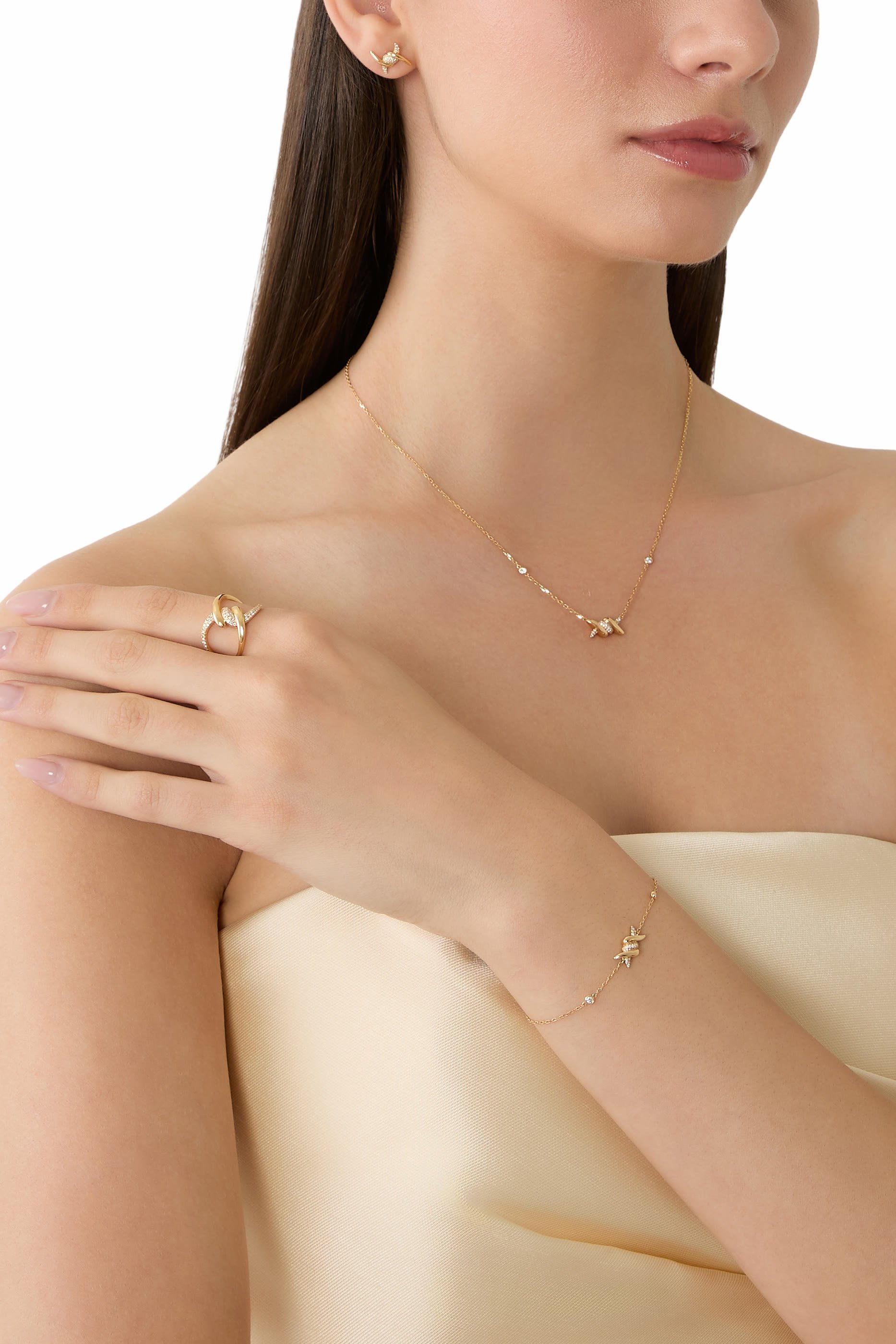 قلادة باربيليه مرصعة بالماس، ذهب أصفر عيار 18