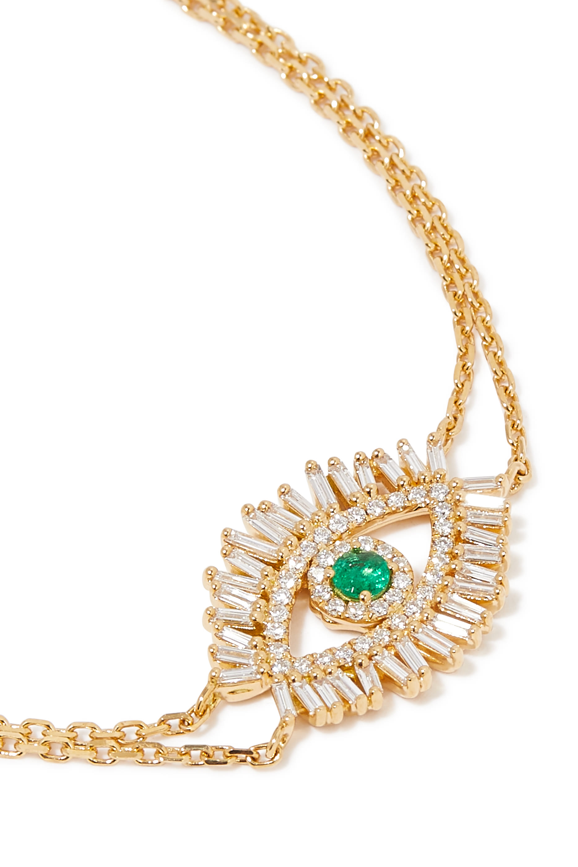 سوار بحلية عين الحسود في المنتصف مزينة بحجر زمرد